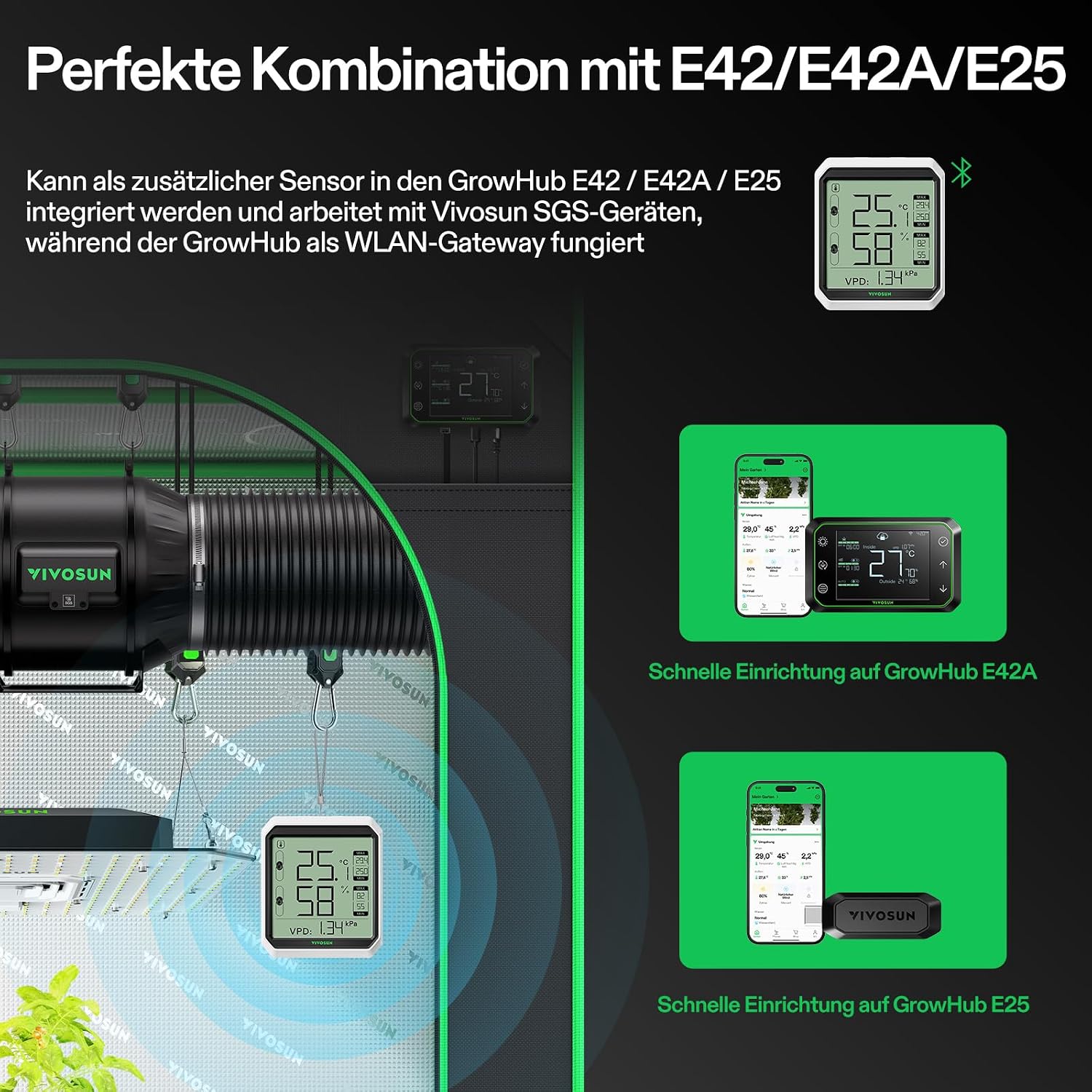 Thumbnail 5 de VIVOSUN AeroLab THB1S Hygrometer Bluetooth 2 Jahre Speicher