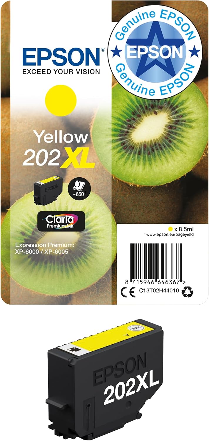 Detalle de Epson 202 Kiwi Genuine Multipack: 5-Colour Claria Premium Ink Cartridges