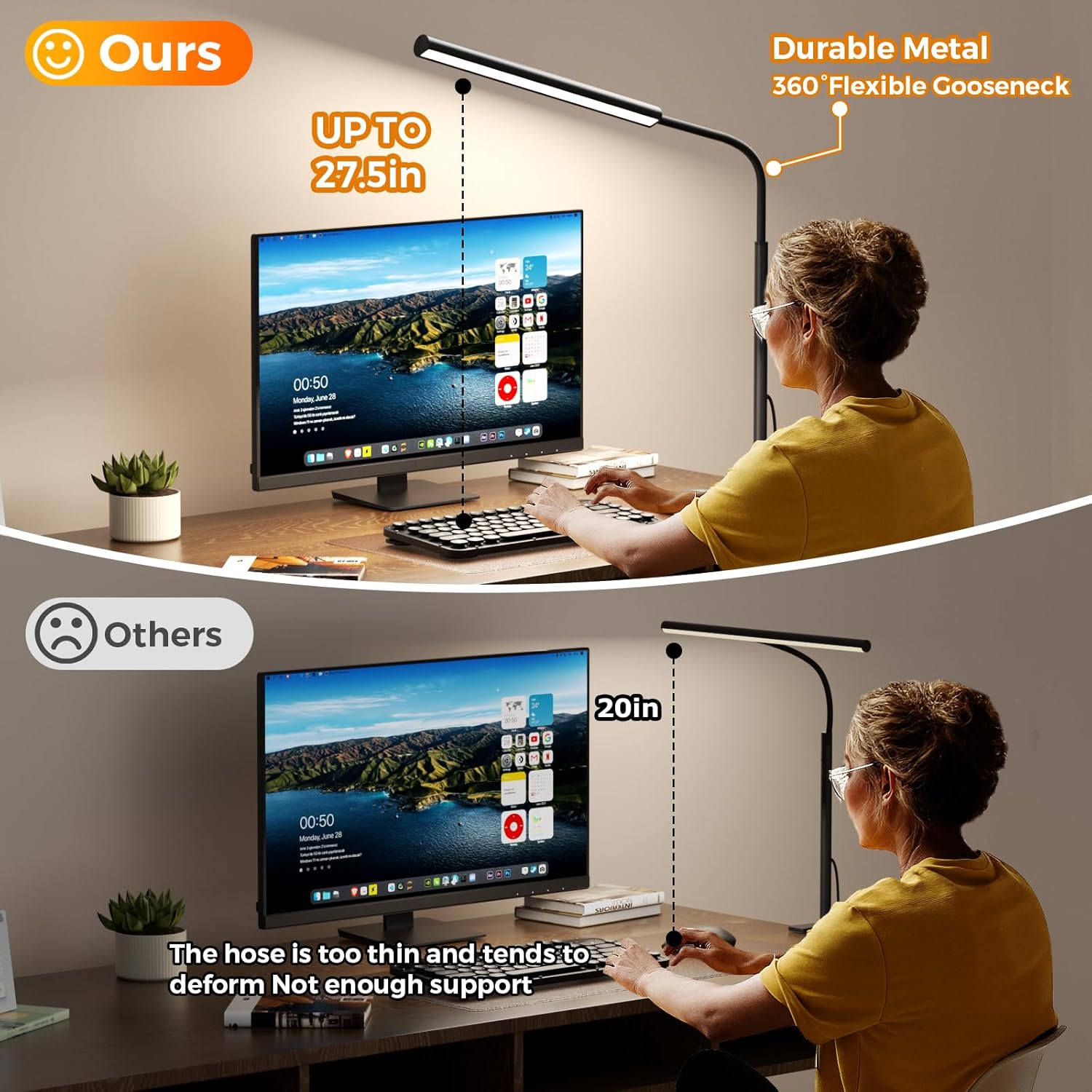 Detalle de WHW3WIN LED Desk Lamp 12W — 5 modes, clamp