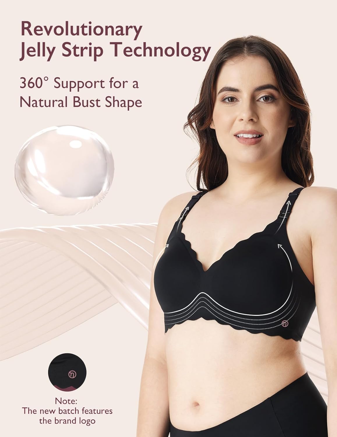 Thumbnail 2 de momcozy Nursing Bras for Breastfeeding, Seamless Wireless Classic Jelly Strip Support – Black