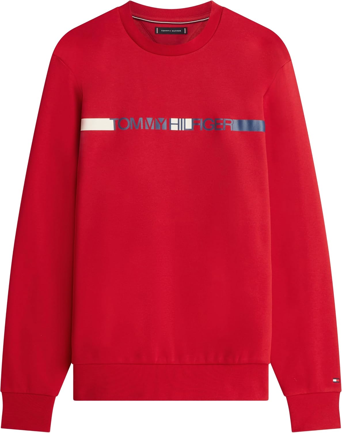 Detalle de Tommy Hilfiger Brand Love TR Stripe Sweatshirt Mw0mw42465: pullover in cotone versatile e senza tempo