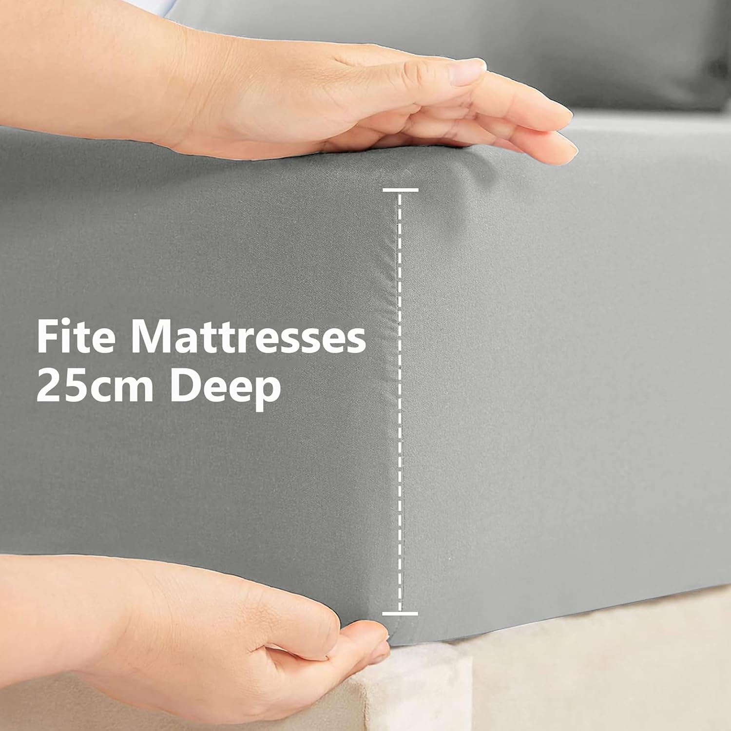 Thumbnail 4 de AR Ware 25 cm Double Fitted Sheet Grey
