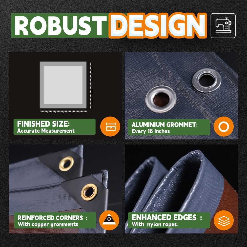 Thumbnail 4 de RAINDEWAY 6x10 Feet Super Heavy Duty Tarp (18 Mil) with Grommets, UV Resistant & Weatherproof