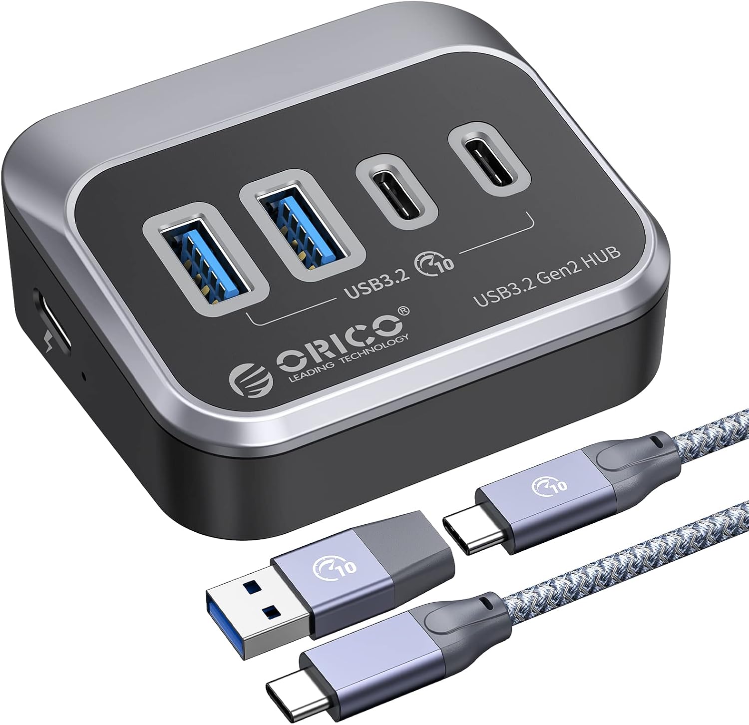 Detalle de ORICO 4-Port USB Hub 3.2 Gen 2 mit 2 Typ-A und 2 Typ-C, 10 Gbit/s – kompatibel mit Mac/PC/PS5