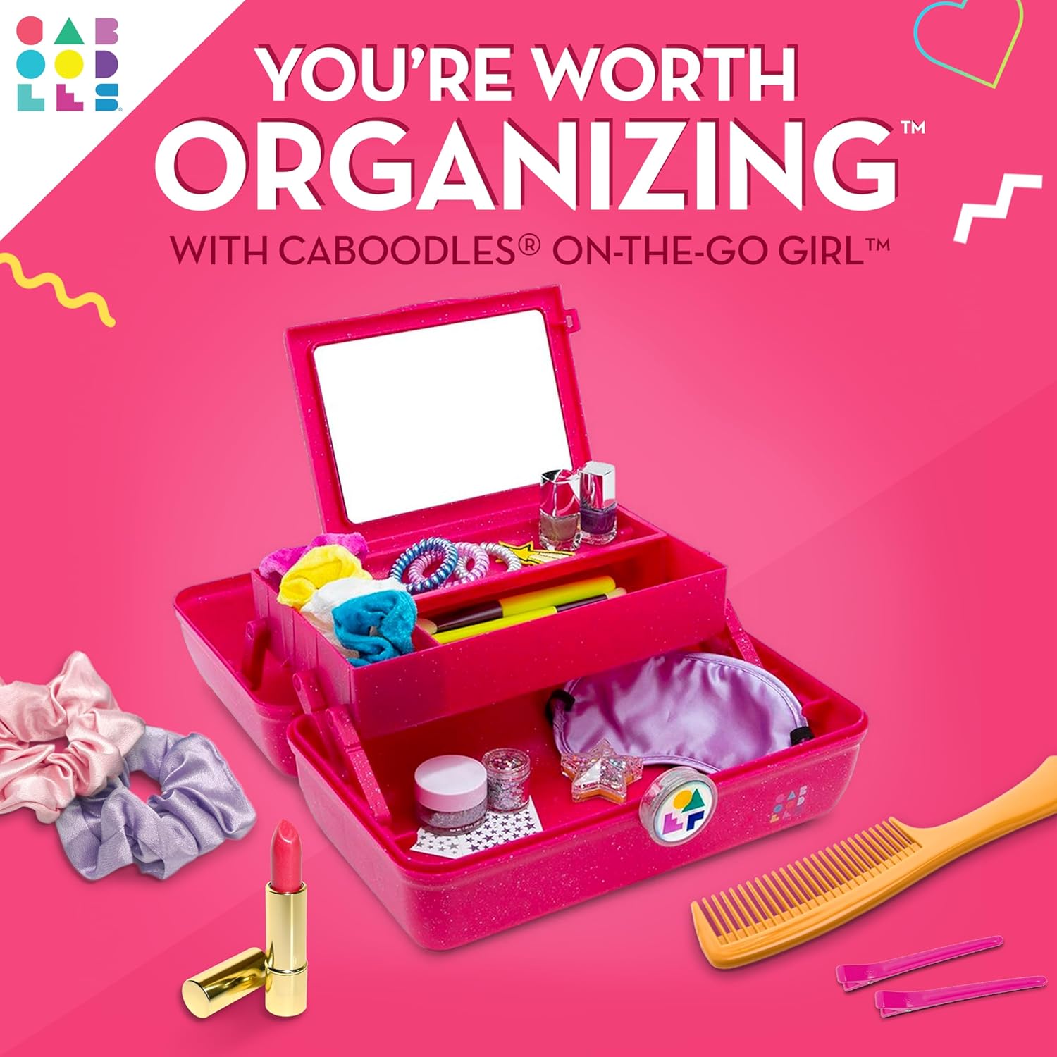 Thumbnail 1 de Caboodles On-The-Go Girl Organiseur de Maquillage – Grand rangement, miroir intégré et fermeture sécurisée