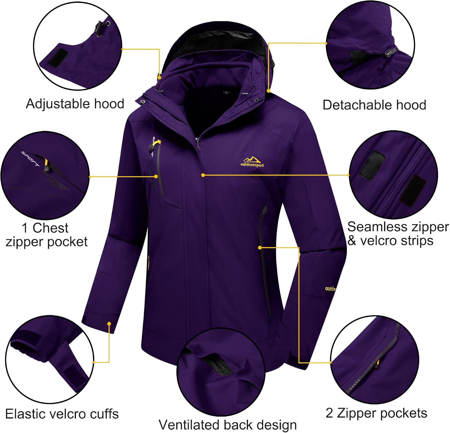 Detalle 2 de MAGCOMSEN 3-in-1 Women's Ski Jacket 5000mm