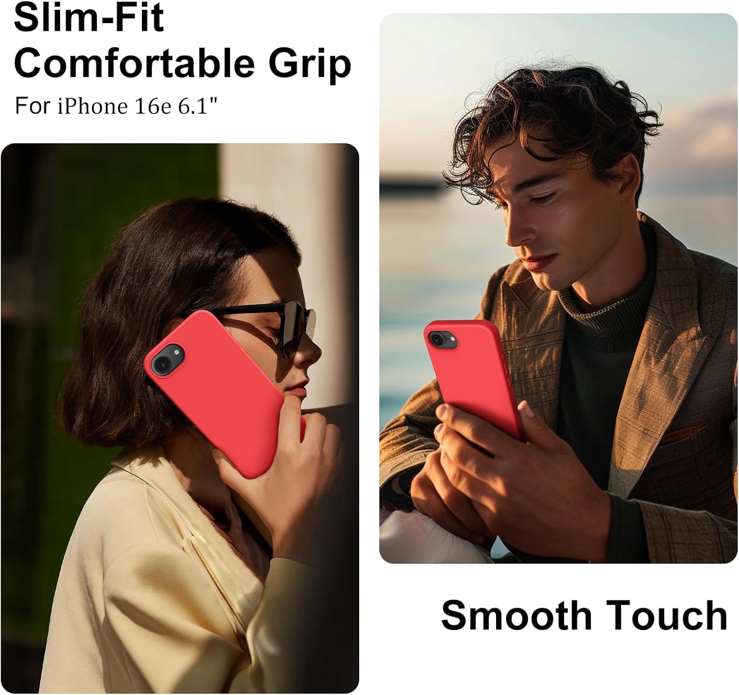 Thumbnail 6 de OIIAEE Liquid Silicone Case for iPhone 16e (2025) 6.1in – Red
