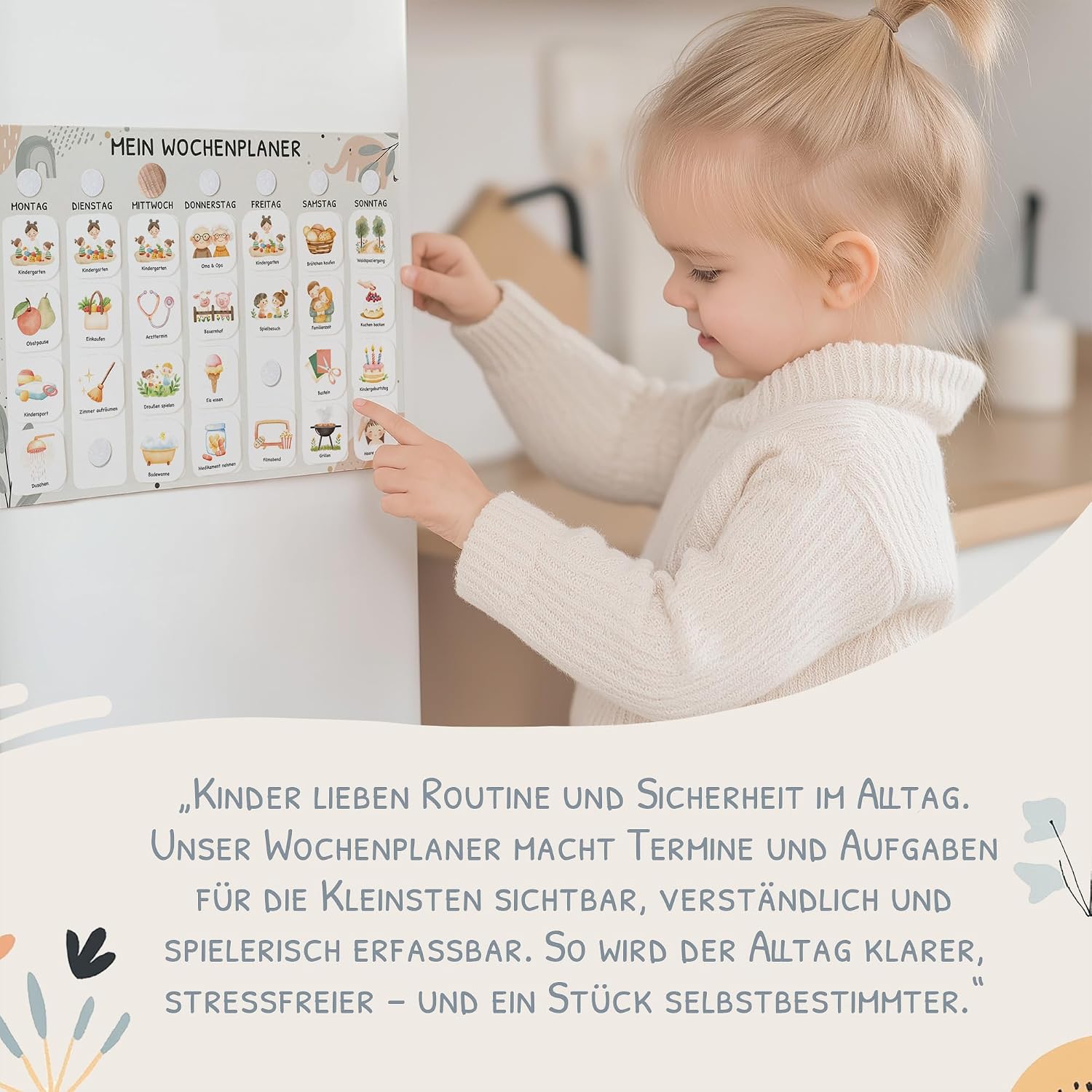 Detalle 2 de JEKA Wochenplaner Kinder mit Klettpunkten