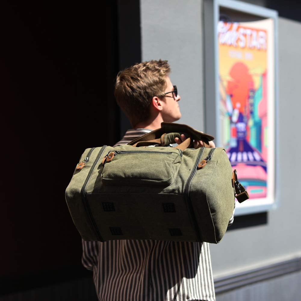 Detalle de Gonex Expandable Canvas Holdall 40L/50L – Durable Unisex Weekend Bag with Multi-Pockets