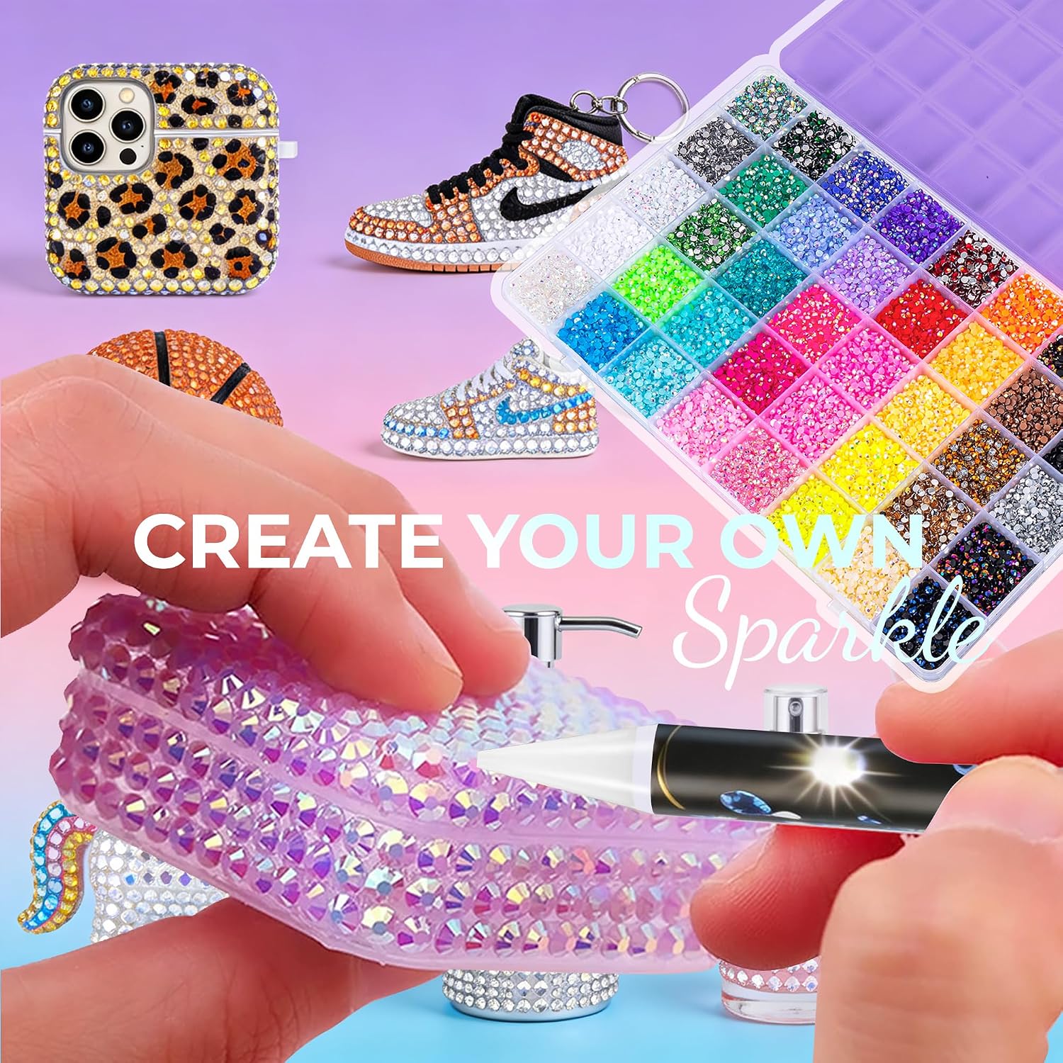 Detalle 2 de Bedazzling Kit 40000Pcs 40 Colors Resin Jelly Rhinestones – All‑In‑One DIY Bedazzling Set