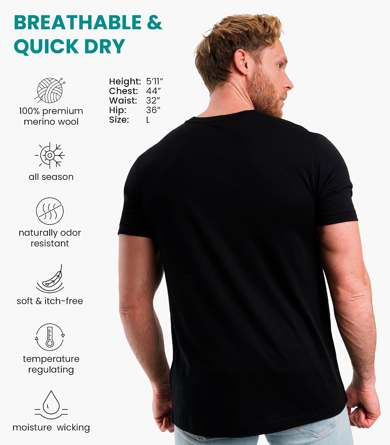 Thumbnail 1 de Merino.tech Merino Wool T-Shirt for Men (Base Layer) with Hiking Socks Bundle
