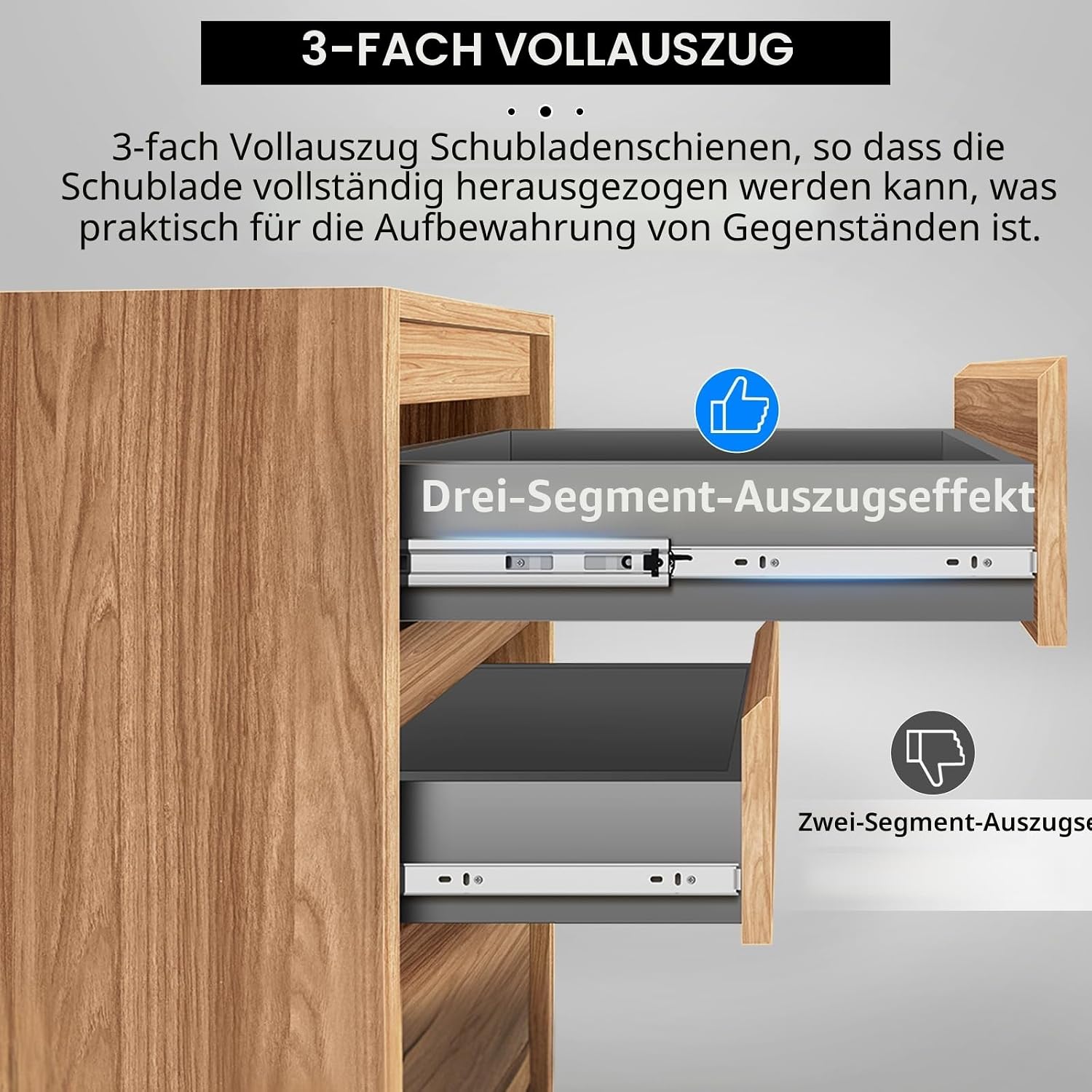 Thumbnail 2 de AOLISHENG Schubladenschienen Vollauszug 550 mm – 45 kg Tragkraft, Weiß, 1 Paar (2er Set)