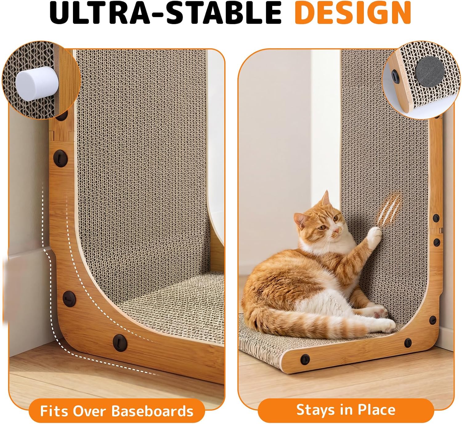 Thumbnail 6 de Gimars 2er Set Kratzbrett Katze 58 cm L-Form – stabiles Kratzmöbel aus Kratzpappe