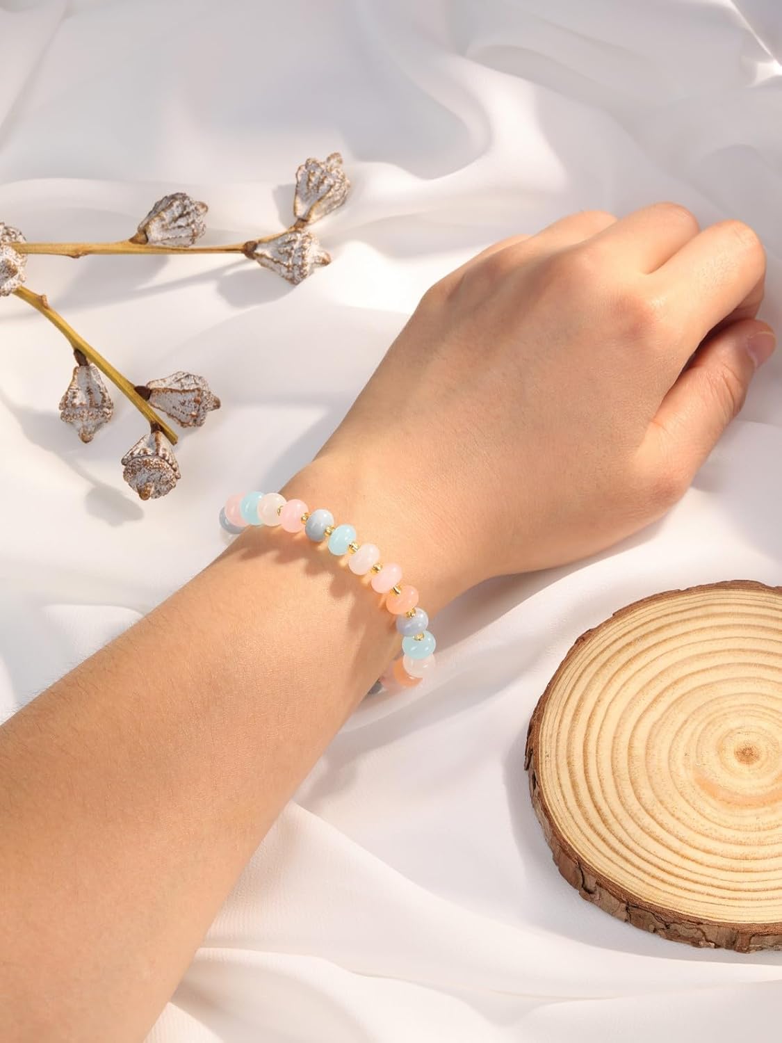 Detalle de JSDDE Healing Crystal Bracelet for Women and Girls: Colourful Boho Beaded Gemstone Jewellery