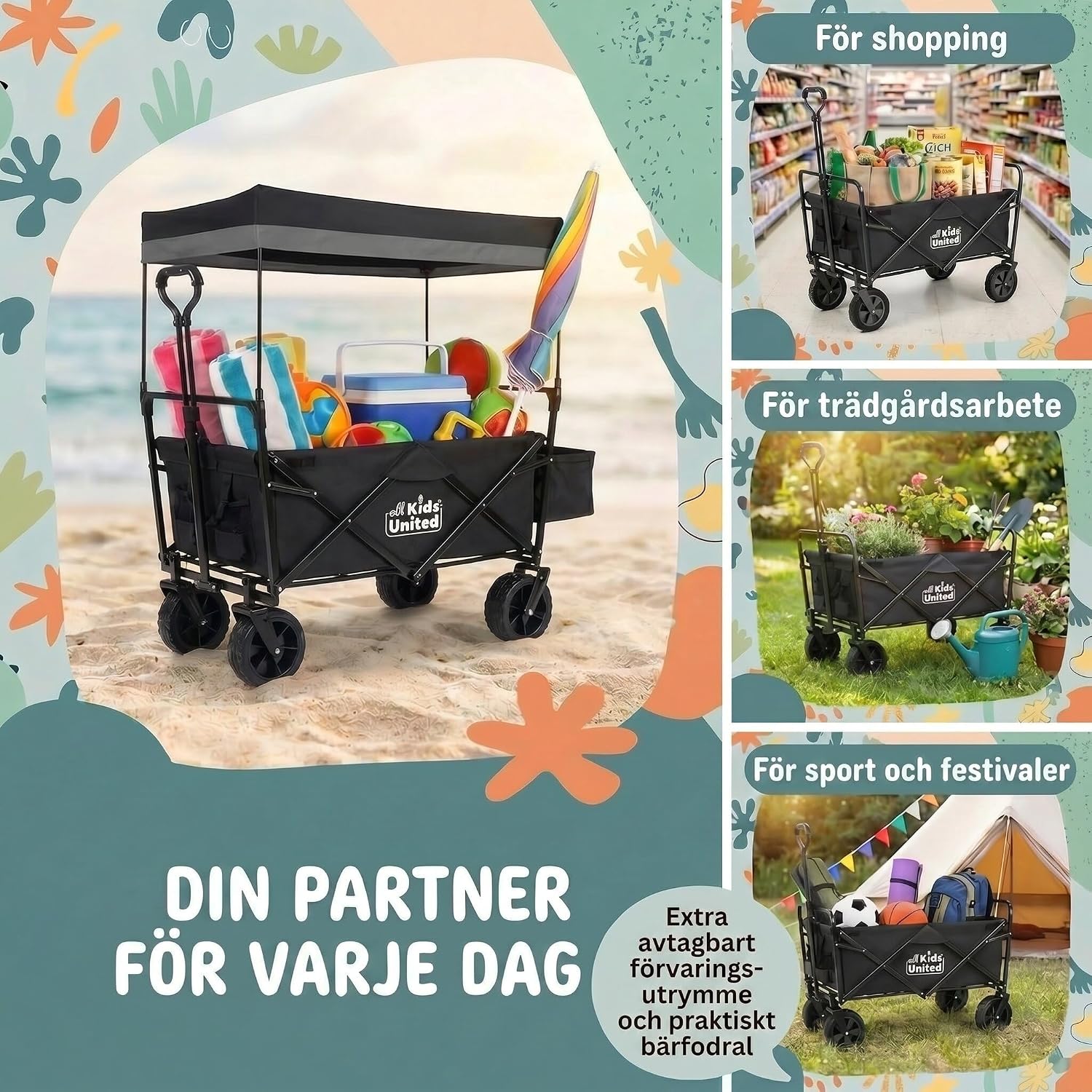 Thumbnail 6 de all Kids United® hopfällbar transportvagn med 90 liter, 150 kg och XXL-hjul