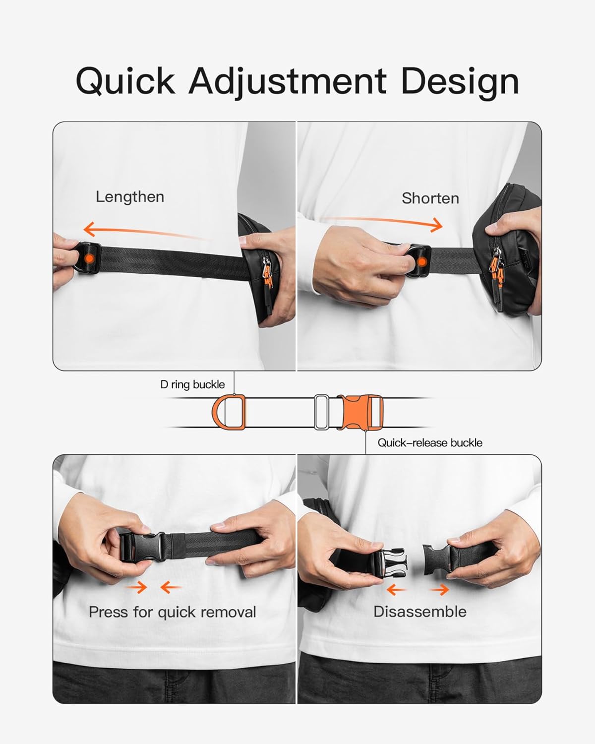 Detalle 2 de Inateck Sling Bag X-Mini: Durable Fanny Pack with RFID Blocking