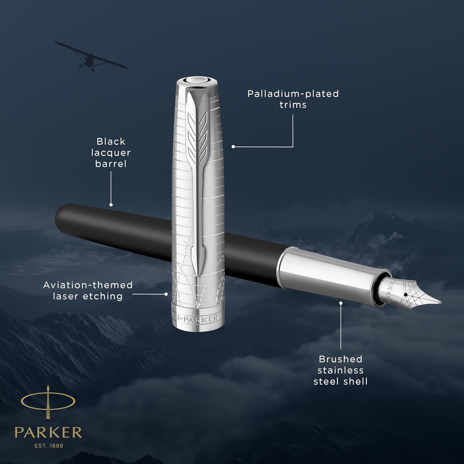 Thumbnail 3 de Parker Sonnet stilografica “Legacy of Flight” con pennino medio in oro 18k e inchiostro nero