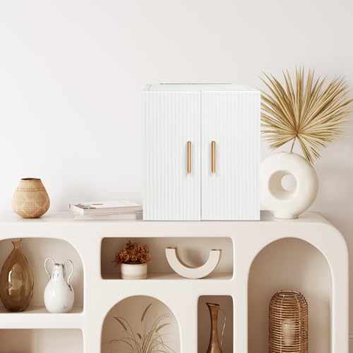 Detalle 2 de Dajasan portagioie a 4 livelli con specchio, 3 cassetti e doppie ante, bianco