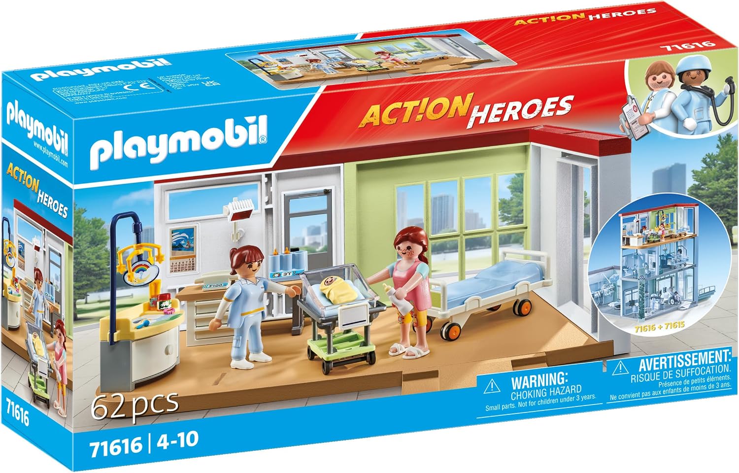 Detalle 2 de PLAYMOBIL Action Heroes 71616 Kraamafdeling, 62-delige set van gerecyclede materialen