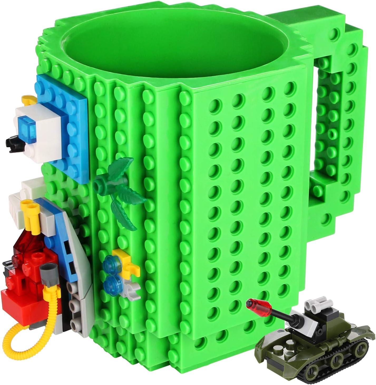 Detalle de Sinnsally MKB771 Build-On Brick Coffee Mug, Green, 450 ml BPA-Free Plastic