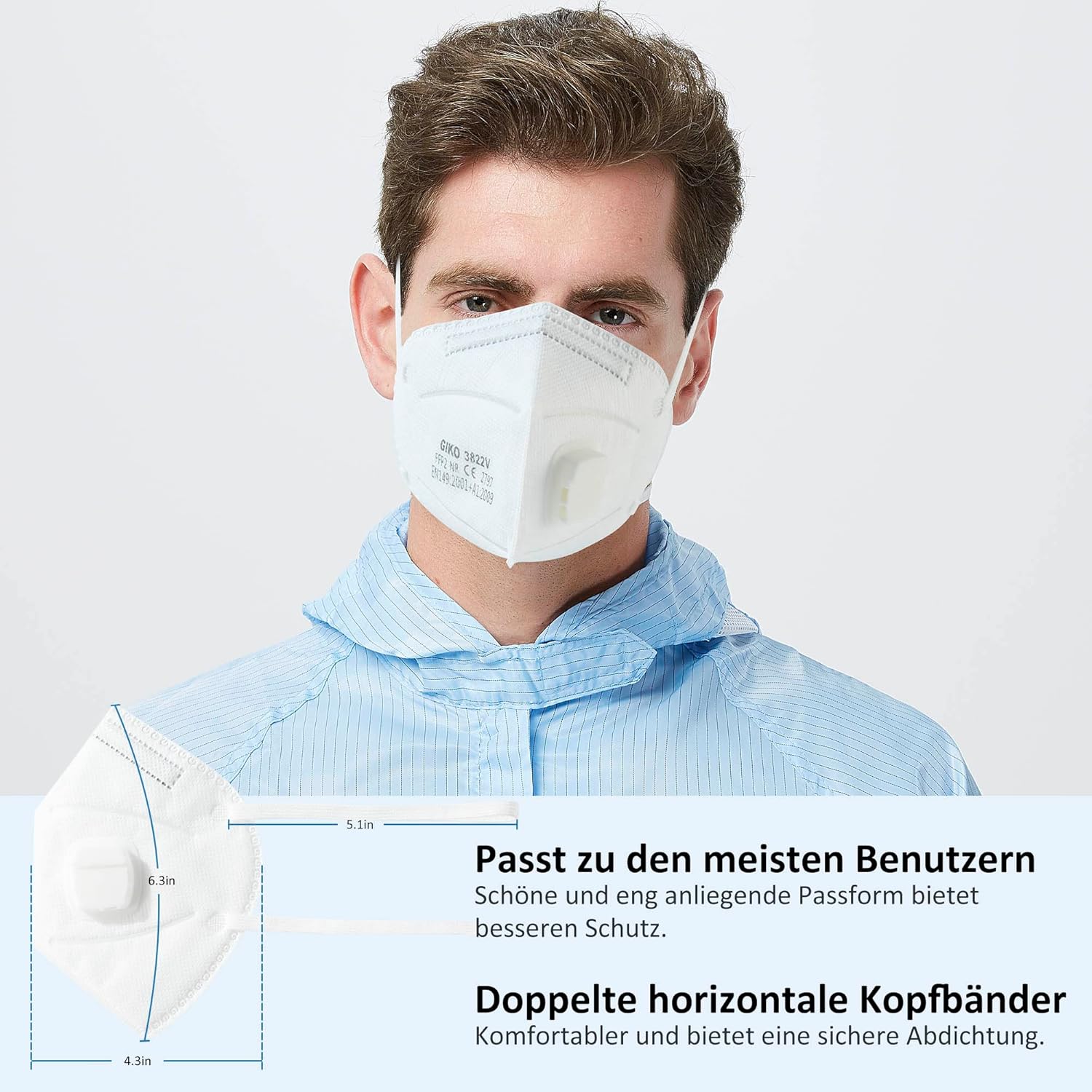 Detalle 2 de GIKO FFP2 Maske mit Ventil 20 Stück