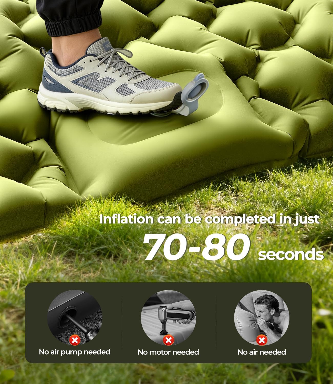 Thumbnail 1 de DoXtreme Double Self-Inflating Camping Mattress 195x134 cm, 10 cm Thick – 2 Person