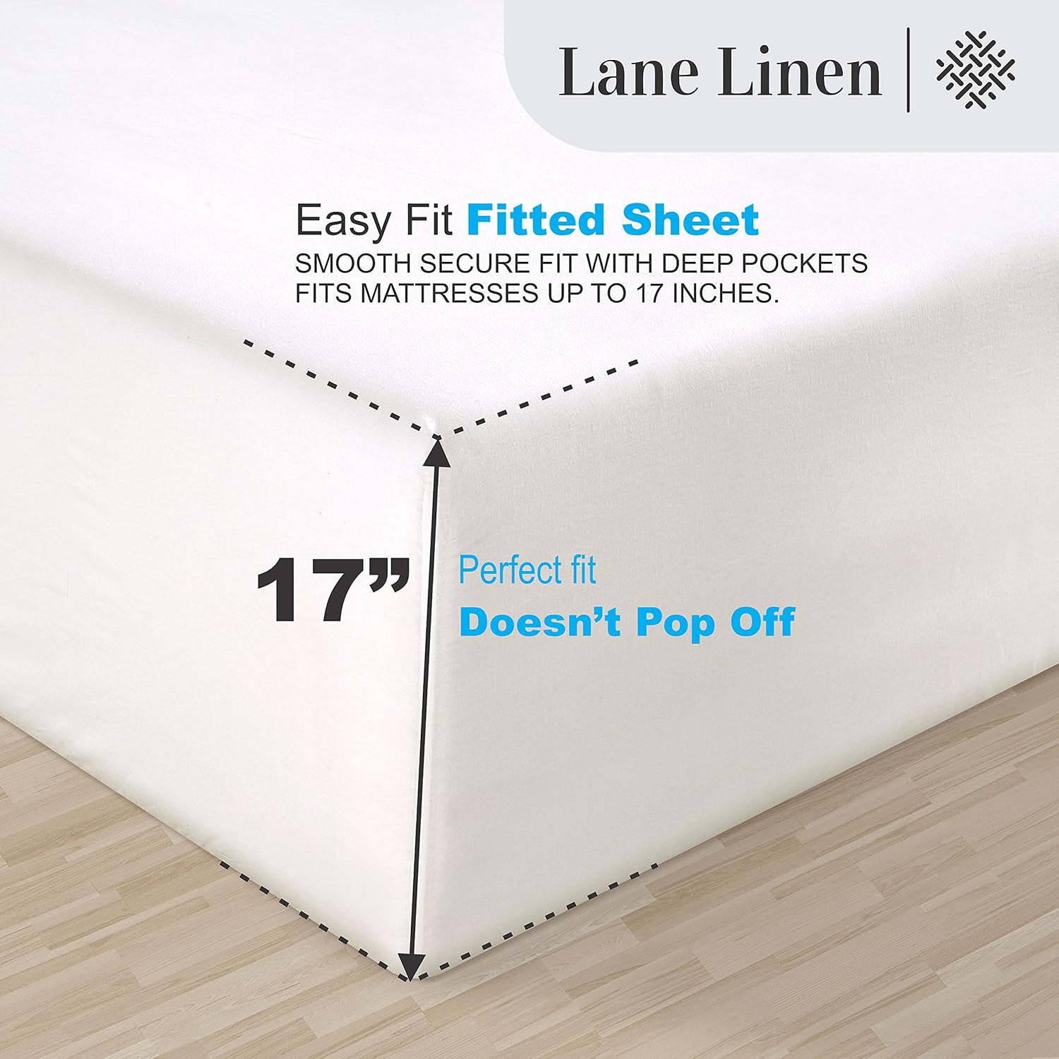 Thumbnail 5 de LANE LINEN 100% Egyptian Cotton Sheets, Queen 4-Piece Set, White, 1000 Thread Count
