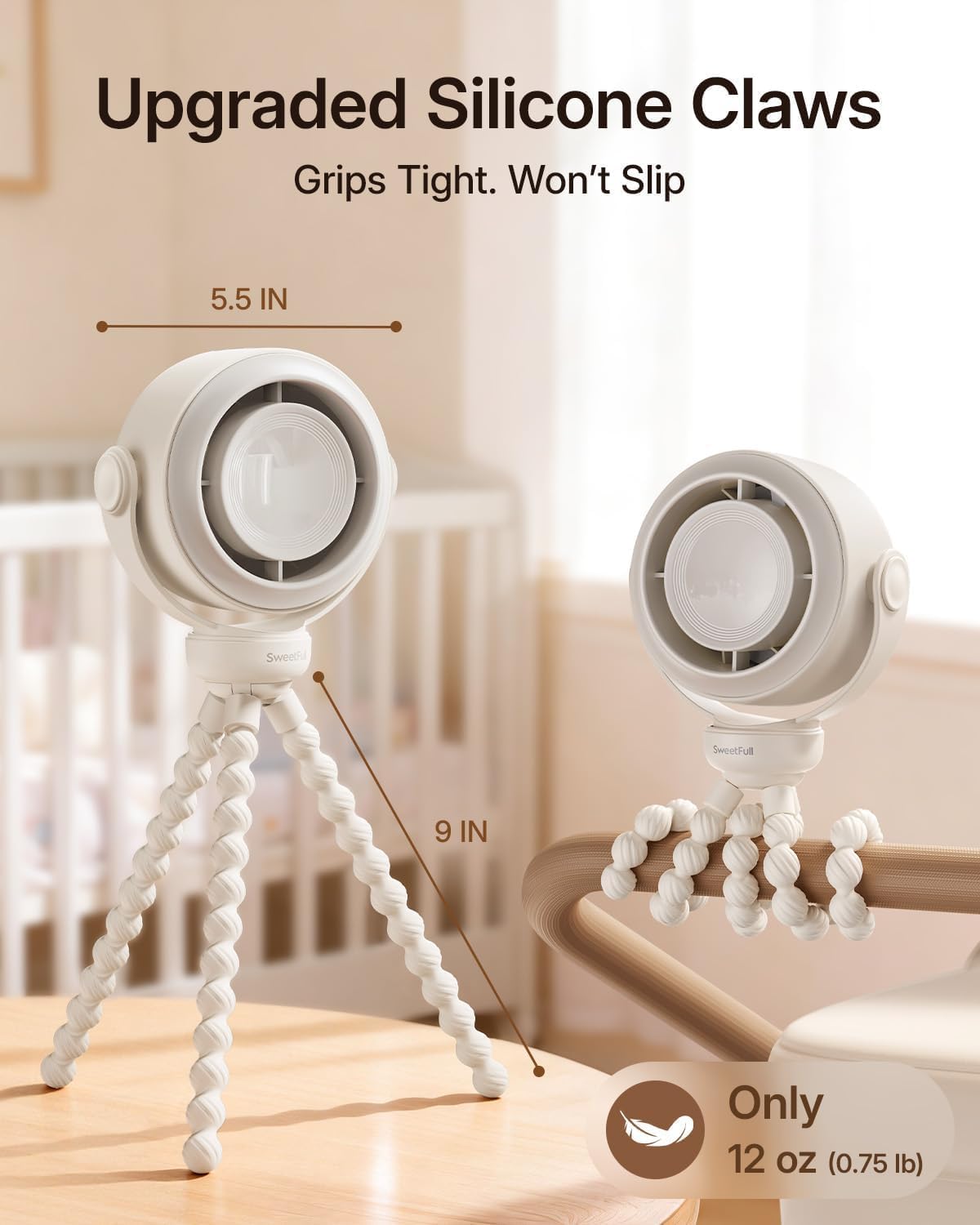 Thumbnail 5 de SWEETFULL Portable Pram Fan: Pinch-Proof, USB-C Rechargeable Mini Clip Fan