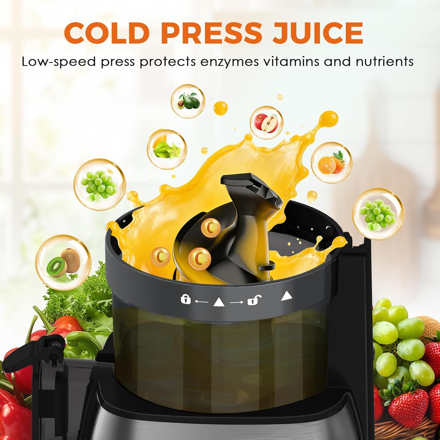 Thumbnail 2 de Juicer Machines Cold Press Juicer with 5.3" Extra-Wide Feed Chute (Slow Masticating, BPA-Free)