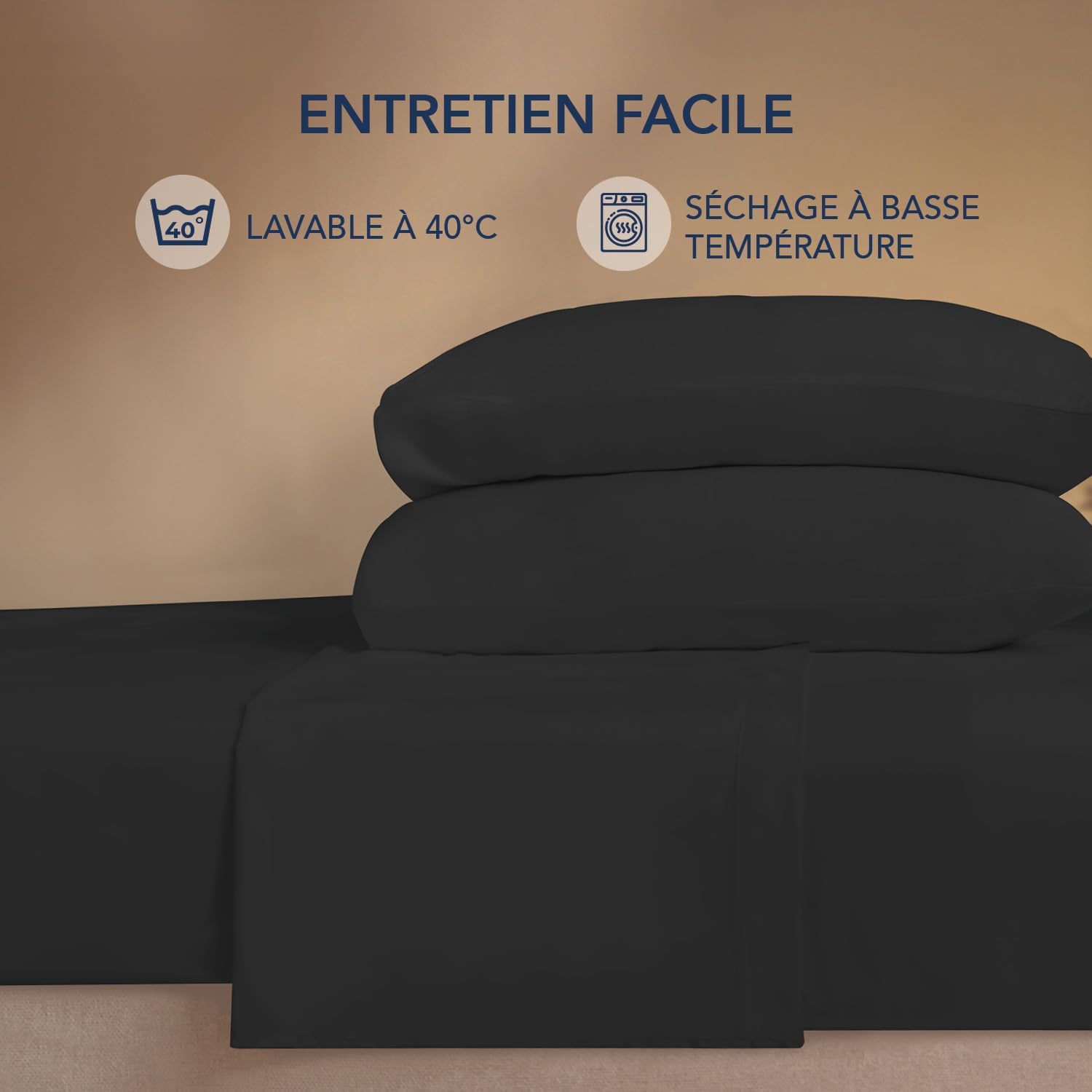 Thumbnail 3 de Parure de lit Dreamzie 160x200 cm (4 pièces) en microfibre certifiée Oeko-Tex – Gris foncé