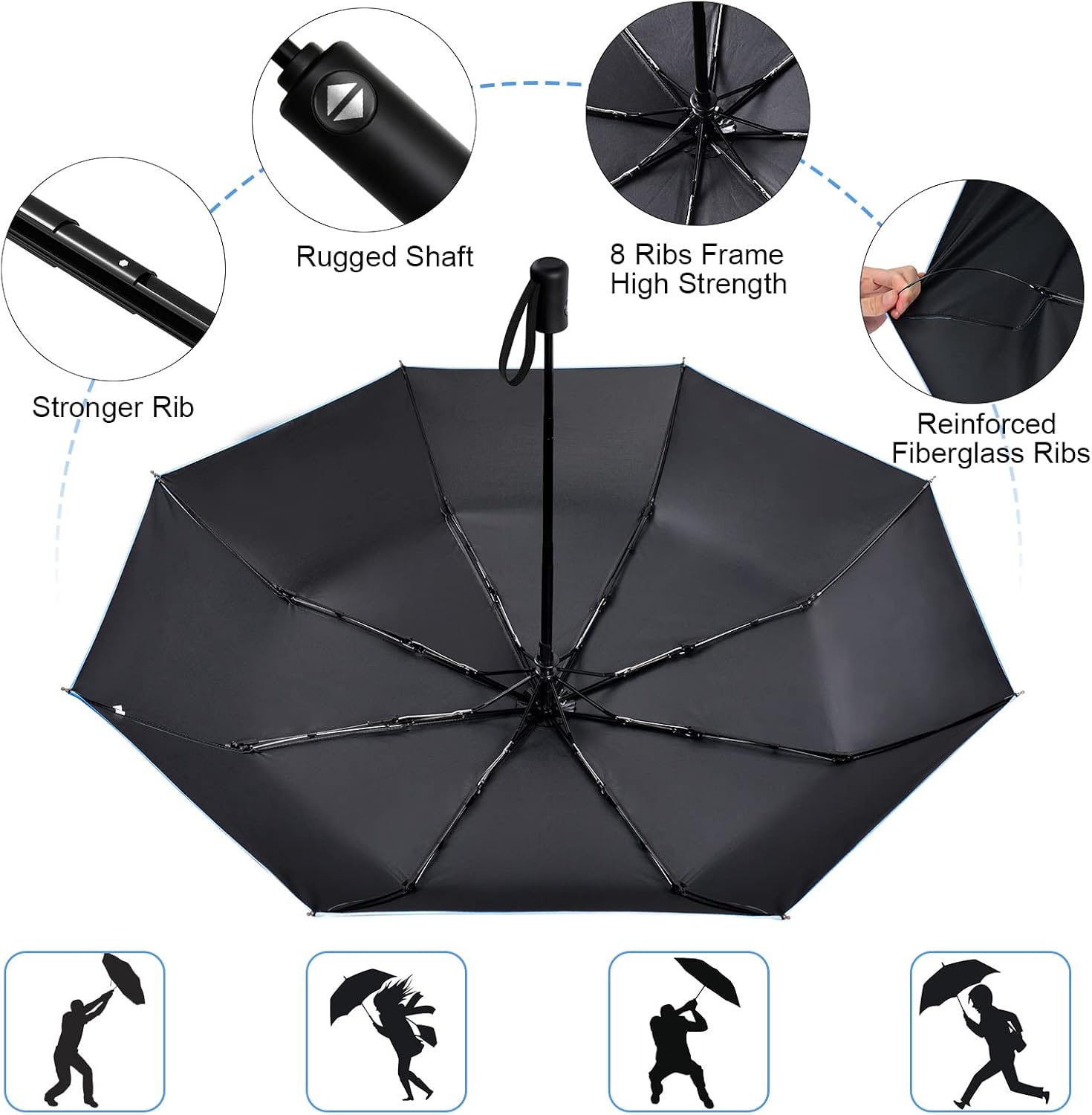Detalle de Vicloon Regenschirm Taschenschirm 100 cm
