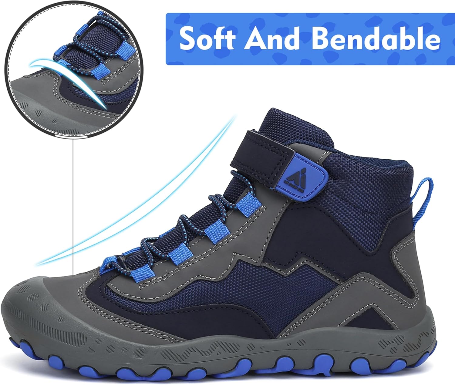 Thumbnail 1 de Mishansha Kinder Wanderschuhe/Trekkingstiefel aus Leder – rutschfeste Outdoor-Trekkingschuhe mit Schnellverstellsystem