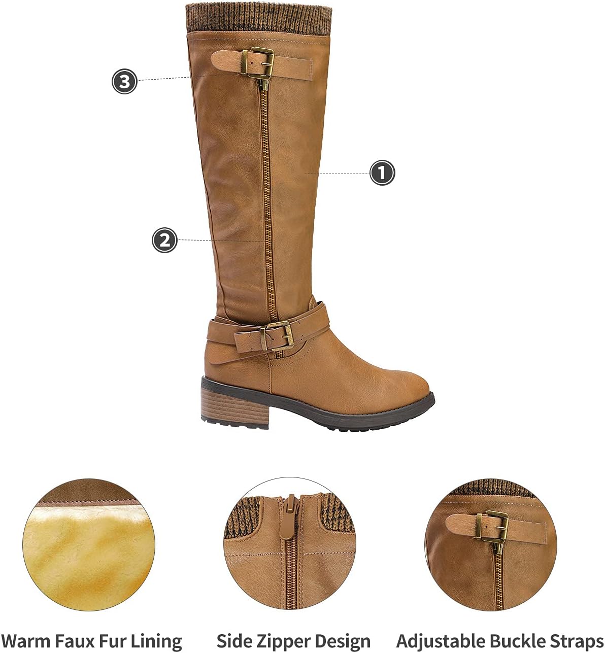 Detalle de DREAM PAIRS Knee-High Boots, Wide Calf