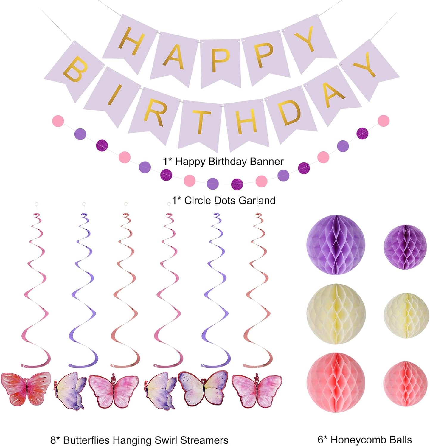 Thumbnail 1 de Purple Birthday Decoration banner with garland 🎉