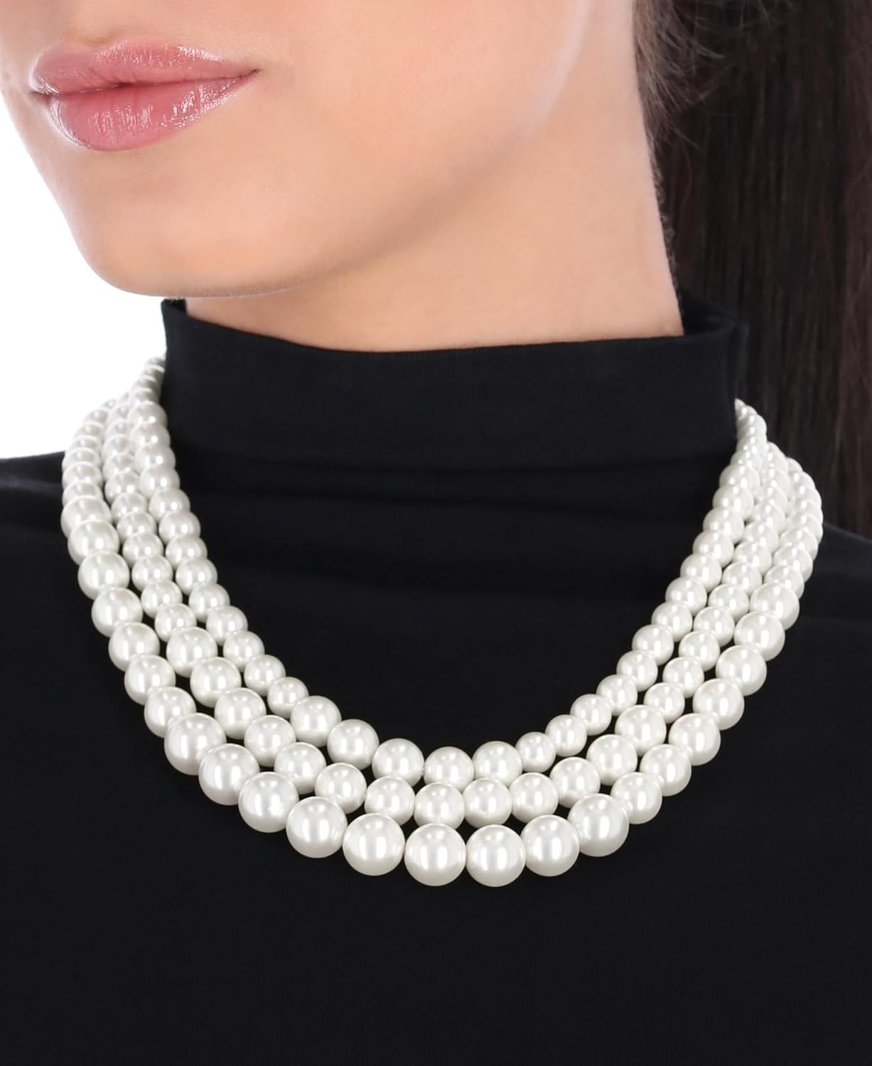 Detalle de Anne Klein Women's Gold-Tone Blanc Pearl Collar Necklace