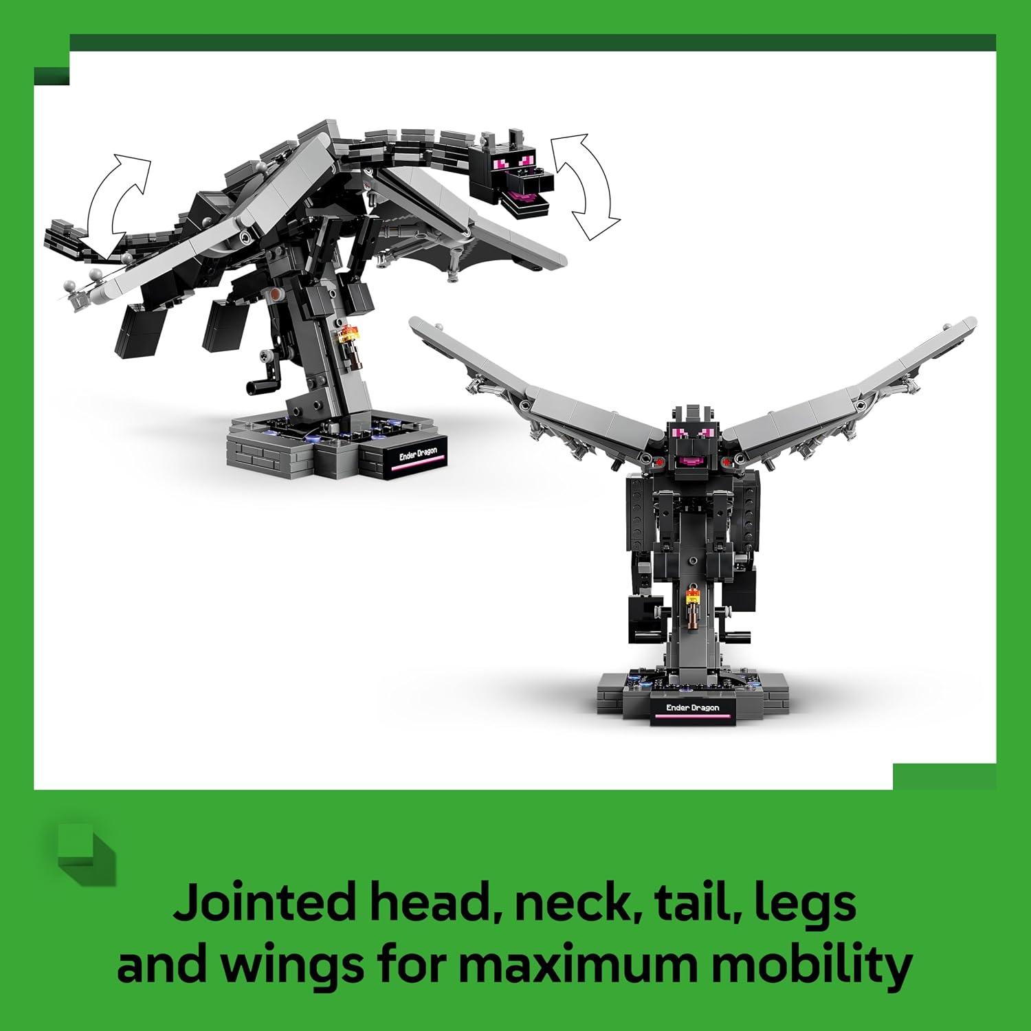 Detalle de LEGO Minecraft The Ender Dragon Figure 21595 – Interactive Display Kit for Kids’ Bedrooms