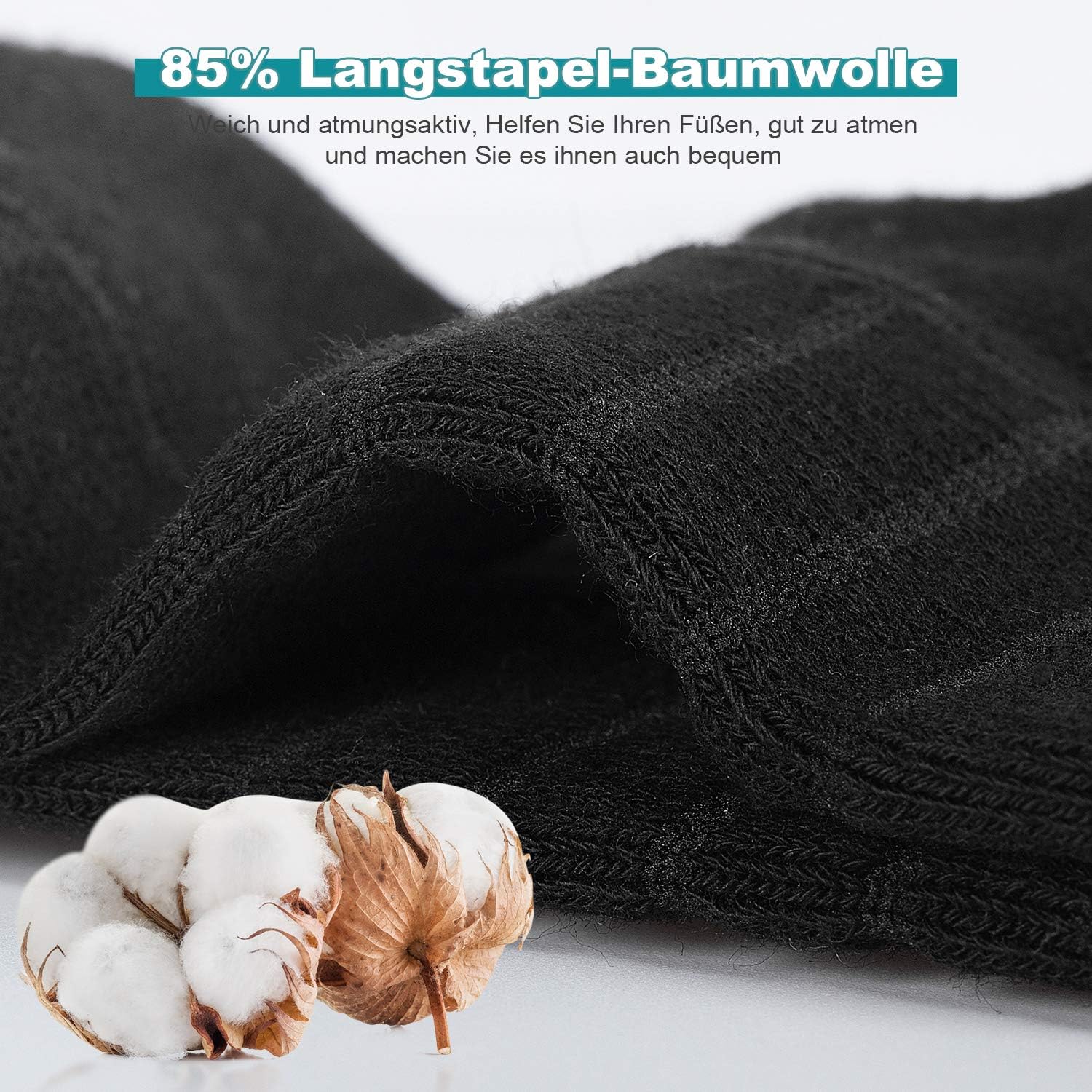 Detalle de anqier 6 Paar Sneaker-Socken für Herren & Damen – atmungsaktive Laufsocken aus Baumwolle, kurz, gepolstert