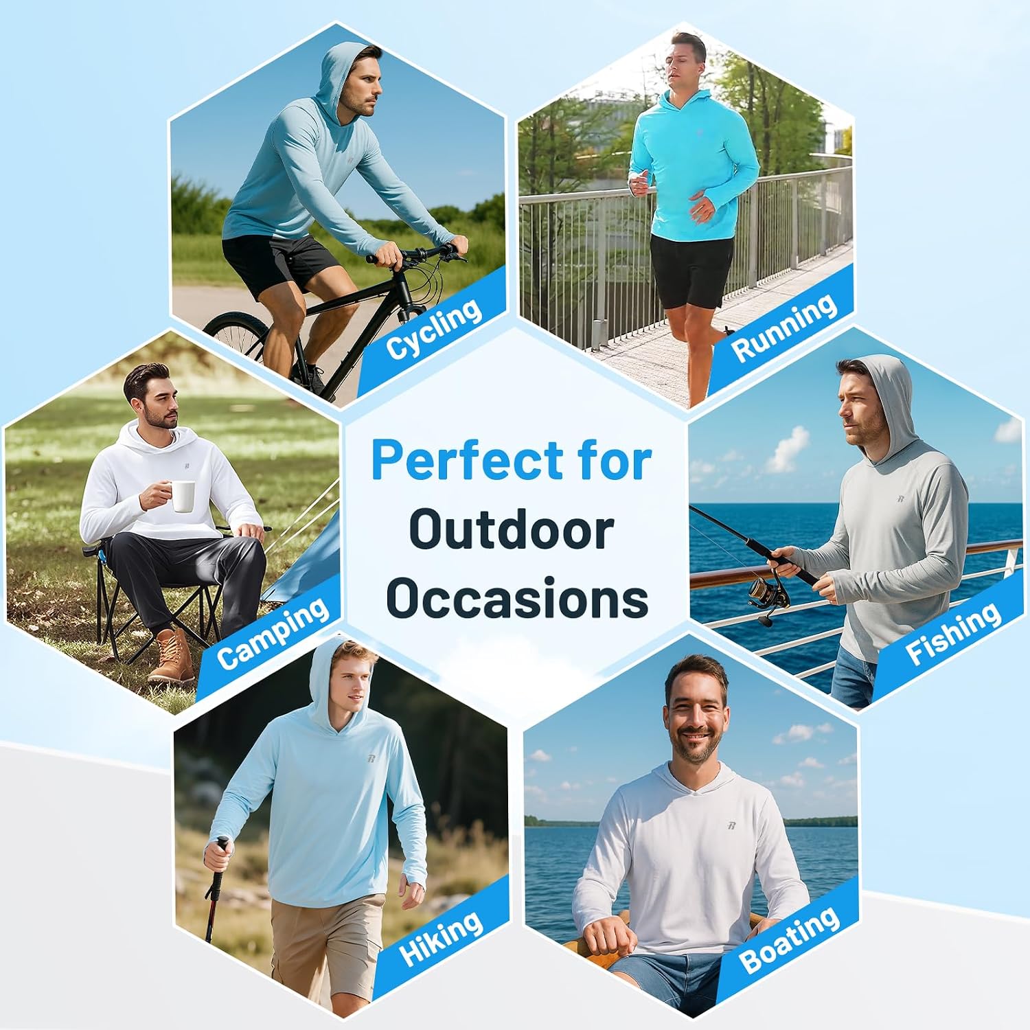 Thumbnail 6 de Runhit UPF 50+ Fishing Hoodie for Men: Long Sleeve Sun Protection Shirt
