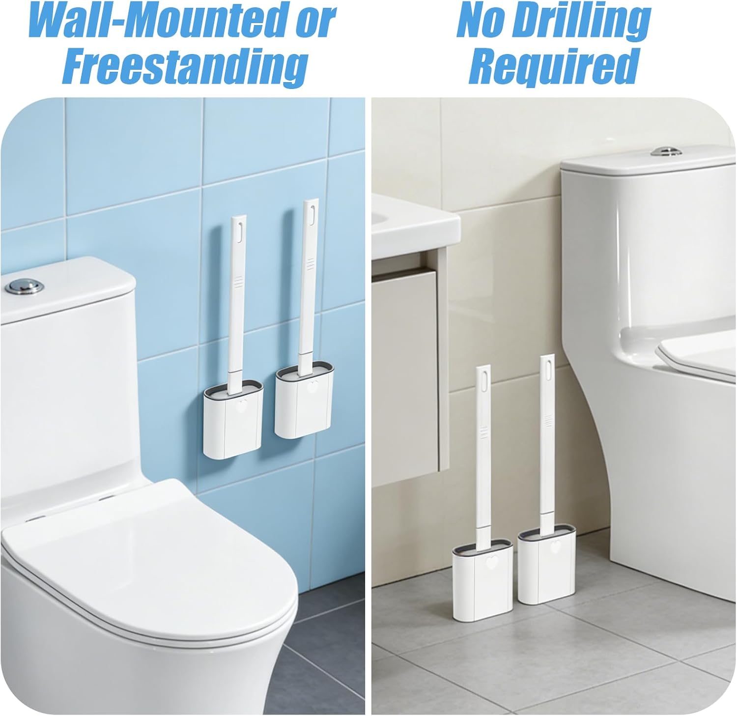 Thumbnail 4 de Canvint Klobürste Silikon – Flexible WC-Bürste, Wandmontage oder Stehend, 2-teiliges Set, Belüftet & Schnell Trocknend