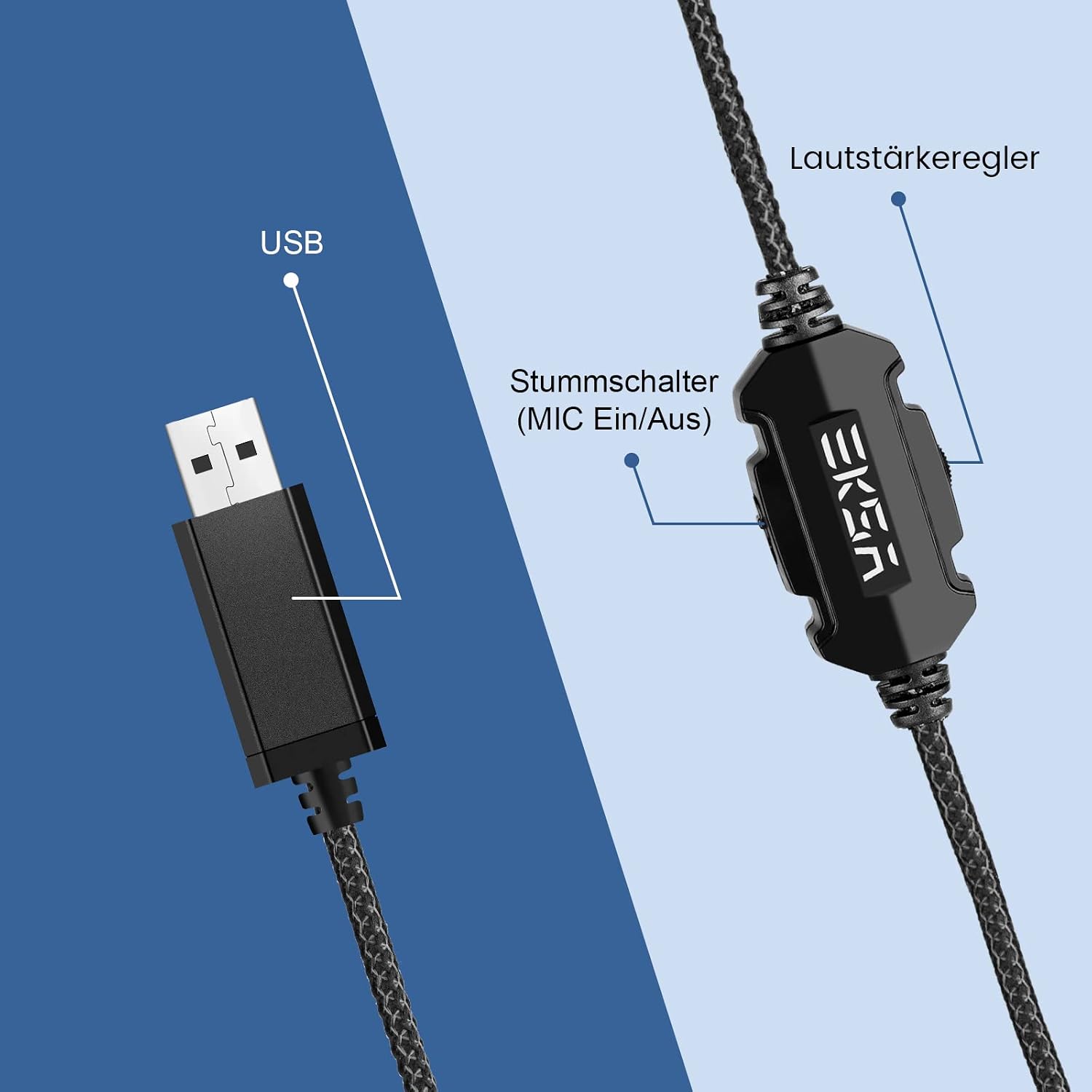 Detalle de EKSA E1000 Cuffie gaming USB 7.1