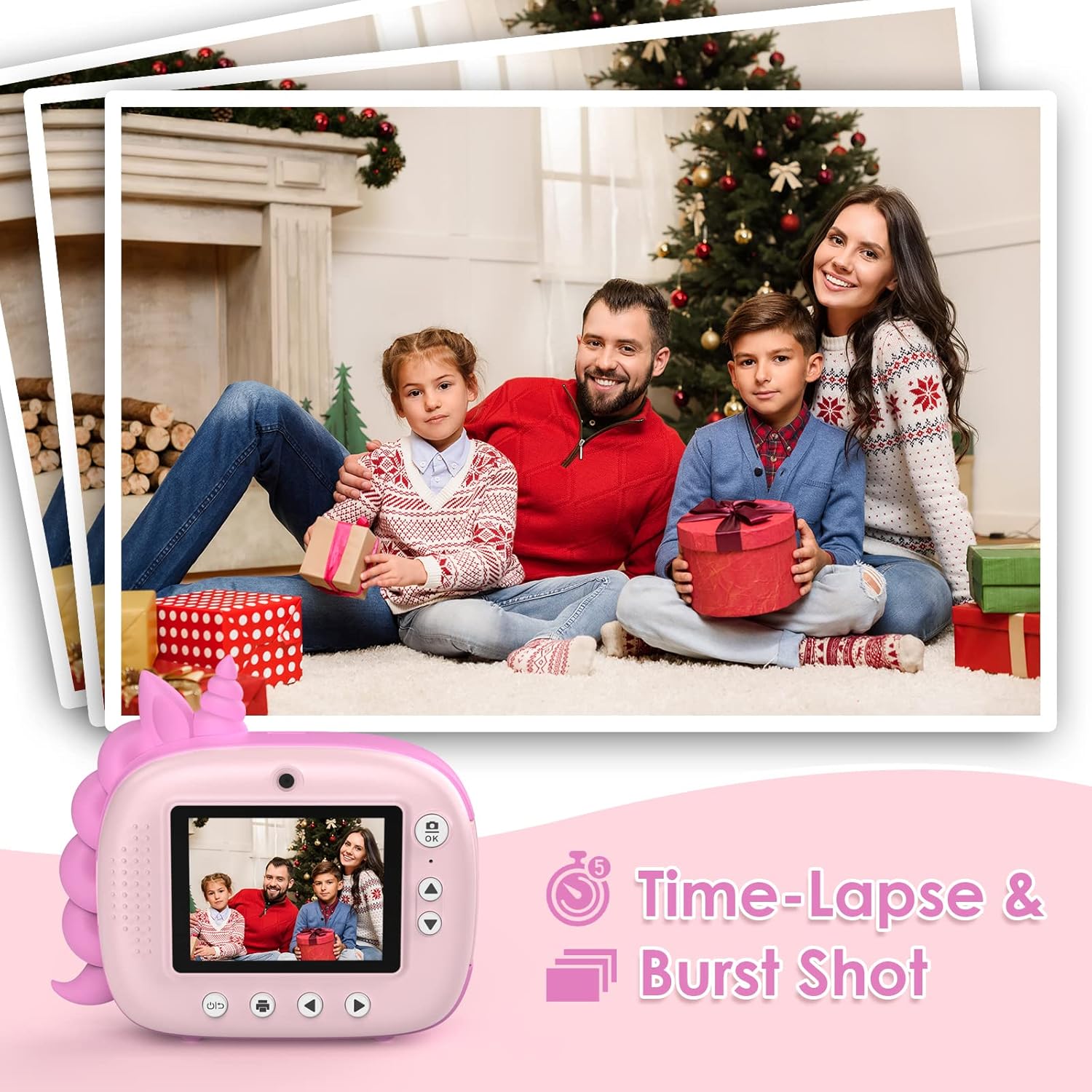 Thumbnail 2 de HiMont Kids Camera Instant Print (Pink) – no-ink instant print camera for kids, 20MP dual lens, 32G TF card