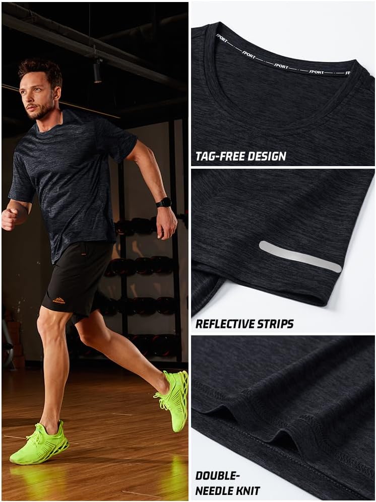 Detalle de KEFITEVD T-Shirt à Séchage Rapide pour Hommes – Hauts Légers et Respirants (Manches Courtes)