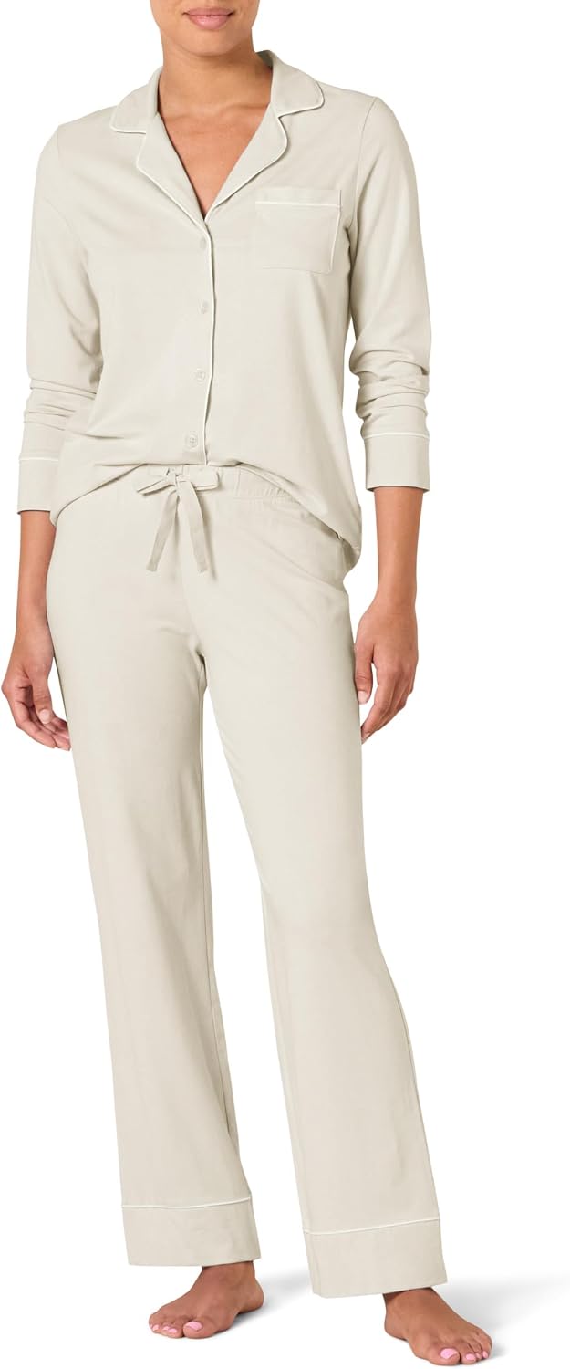 Detalle de Amazon Essentials Damen Schlafanzug-Set Baumwollmodal langärmliges Shirt und Lange Hose