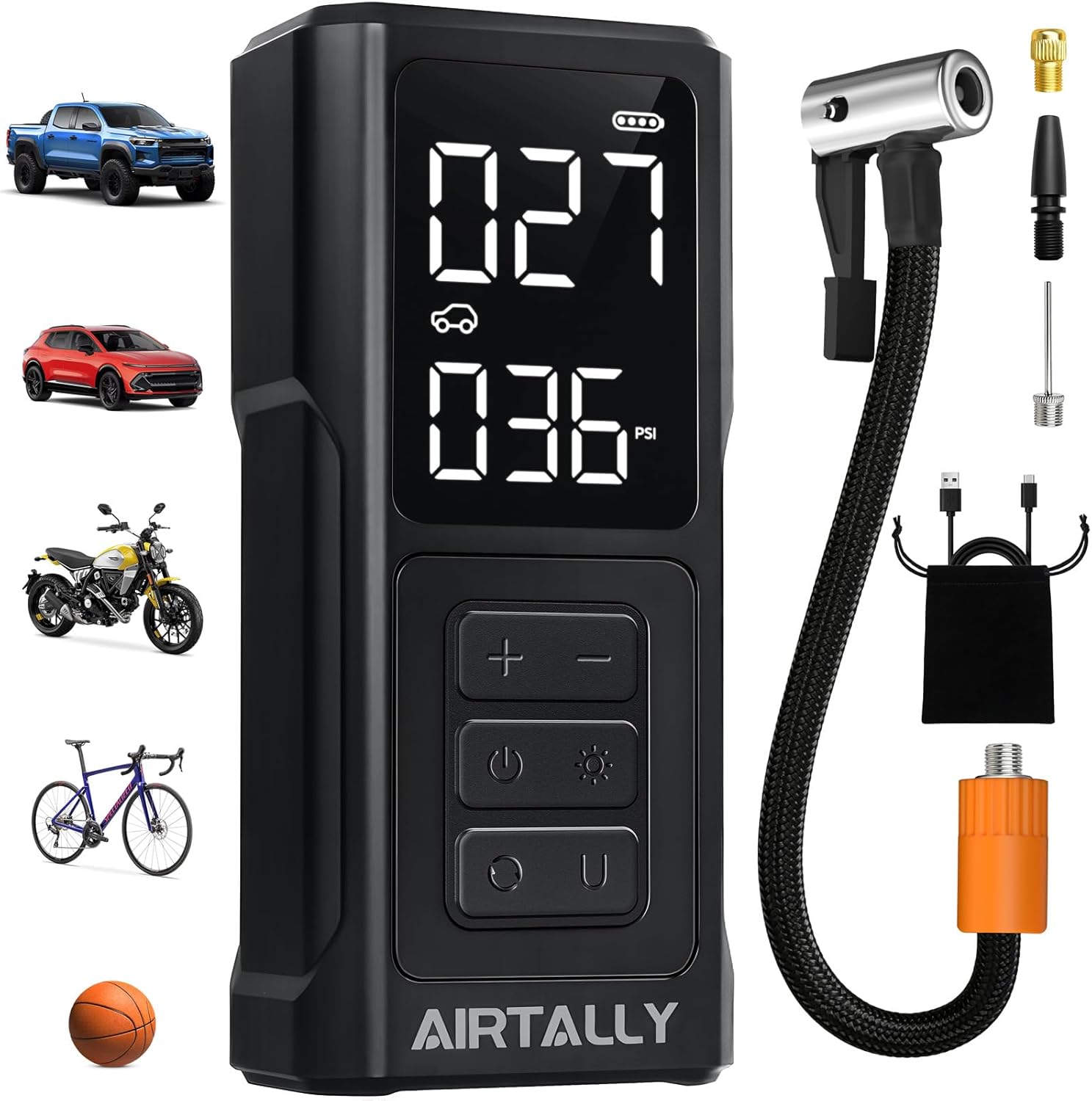 Portable Tire Inflator 150 PSI with LED