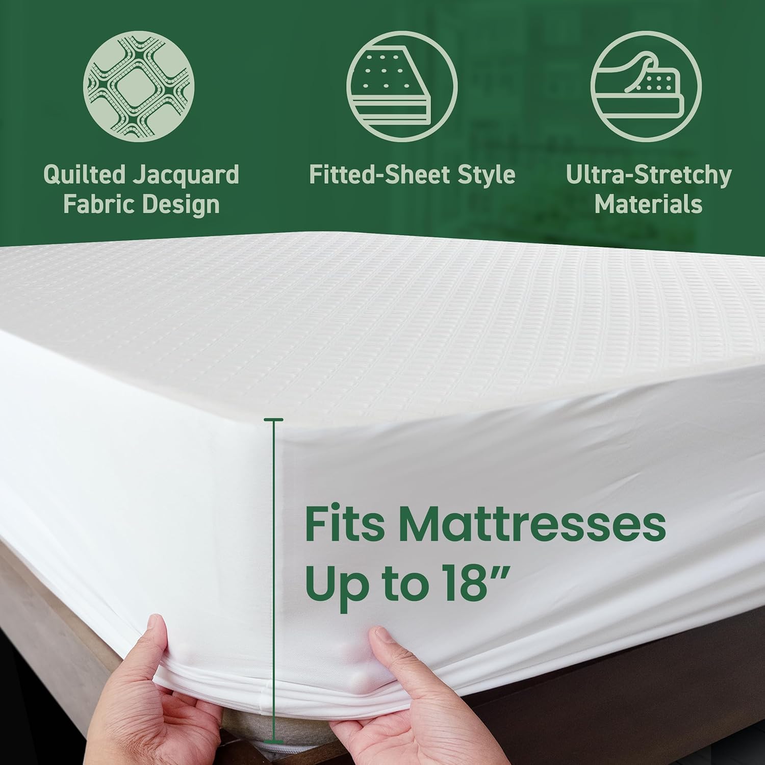Thumbnail 2 de SafeRest Sleepure Waterproof Mattress Protector King Size with Bamboo Visocse, Stretchy Skirt, Machine Washable