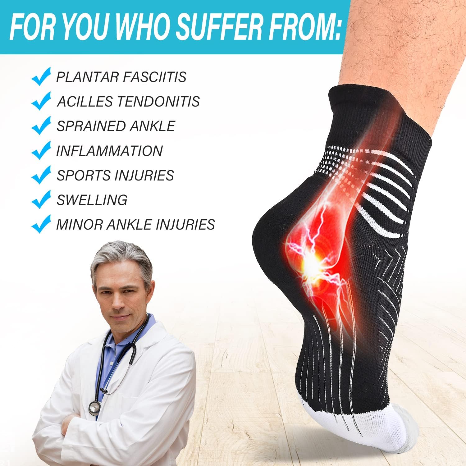 Thumbnail 5 de IRAMY Compression Ankle Support Running Socks – 3 Pairs