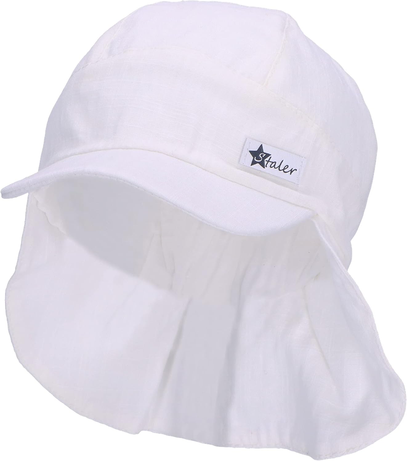 Detalle de Sterntaler Baby Schirmmütze unisex mit Nackenschutz in Leinenoptik