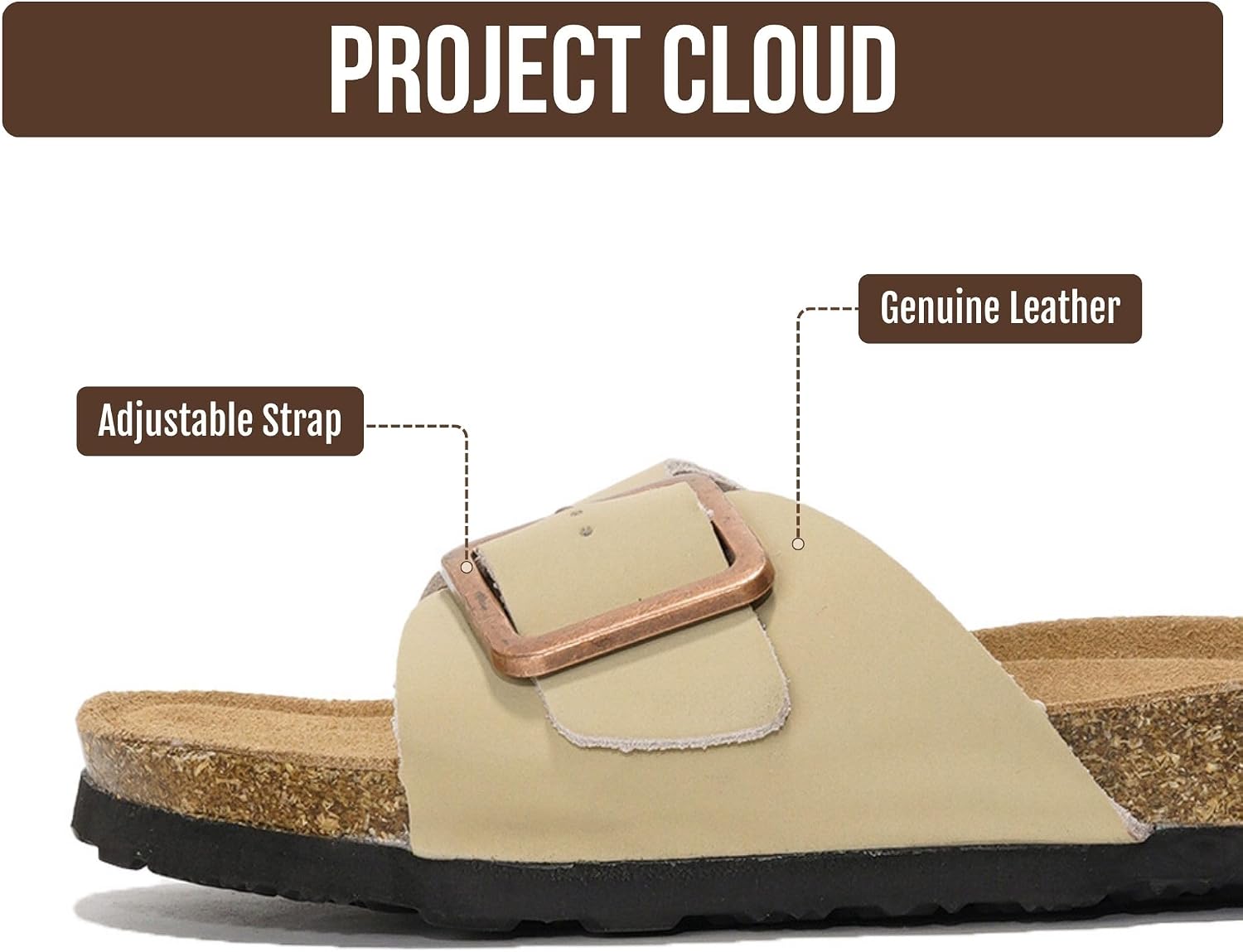 Detalle de Project Cloud 100% Genuine Leather Sandals for Women