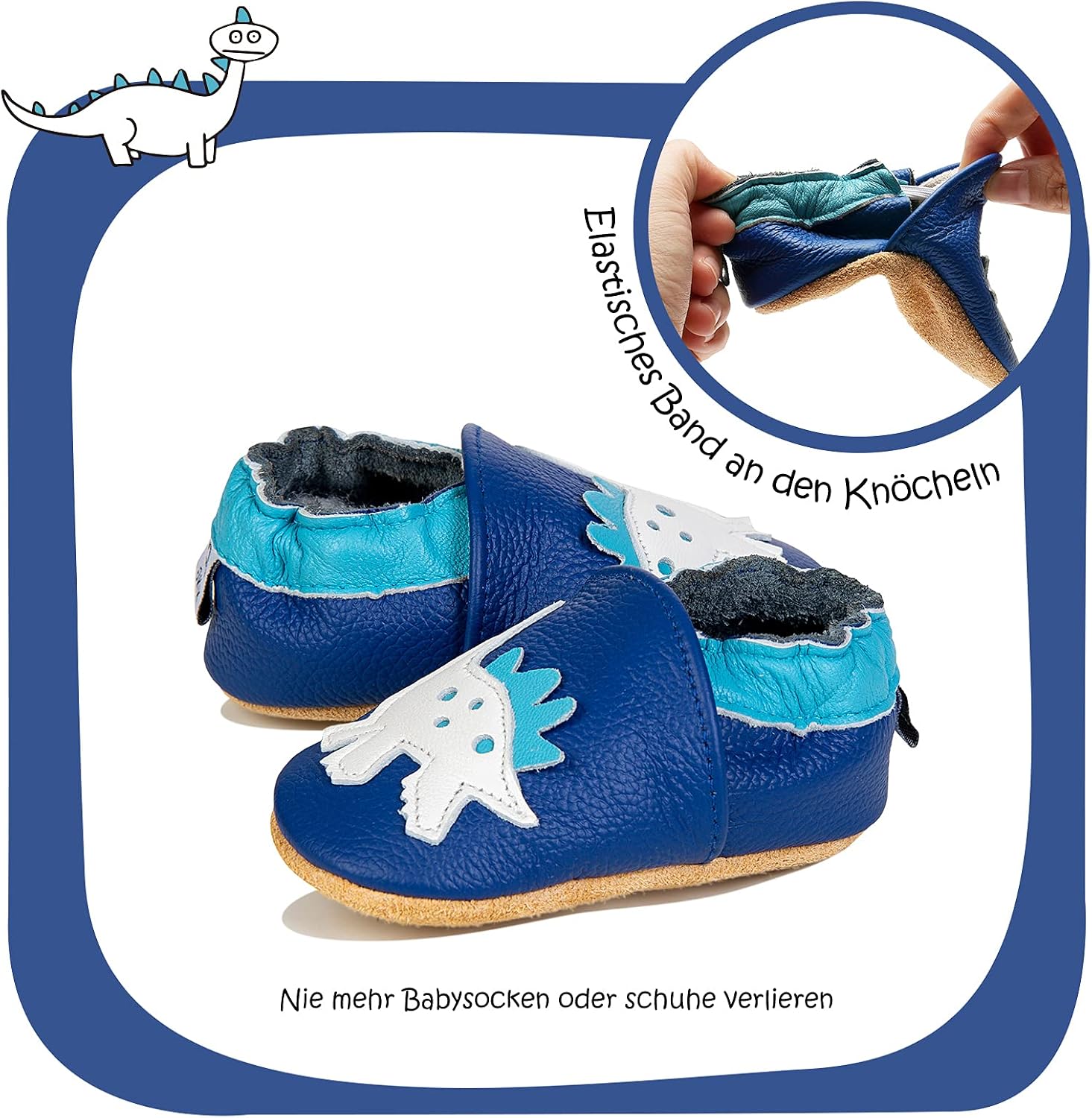 Detalle de IceUnicorn Scarpine neonato in morbida pelle con suola scamosciata (0 a 24 mesi)
