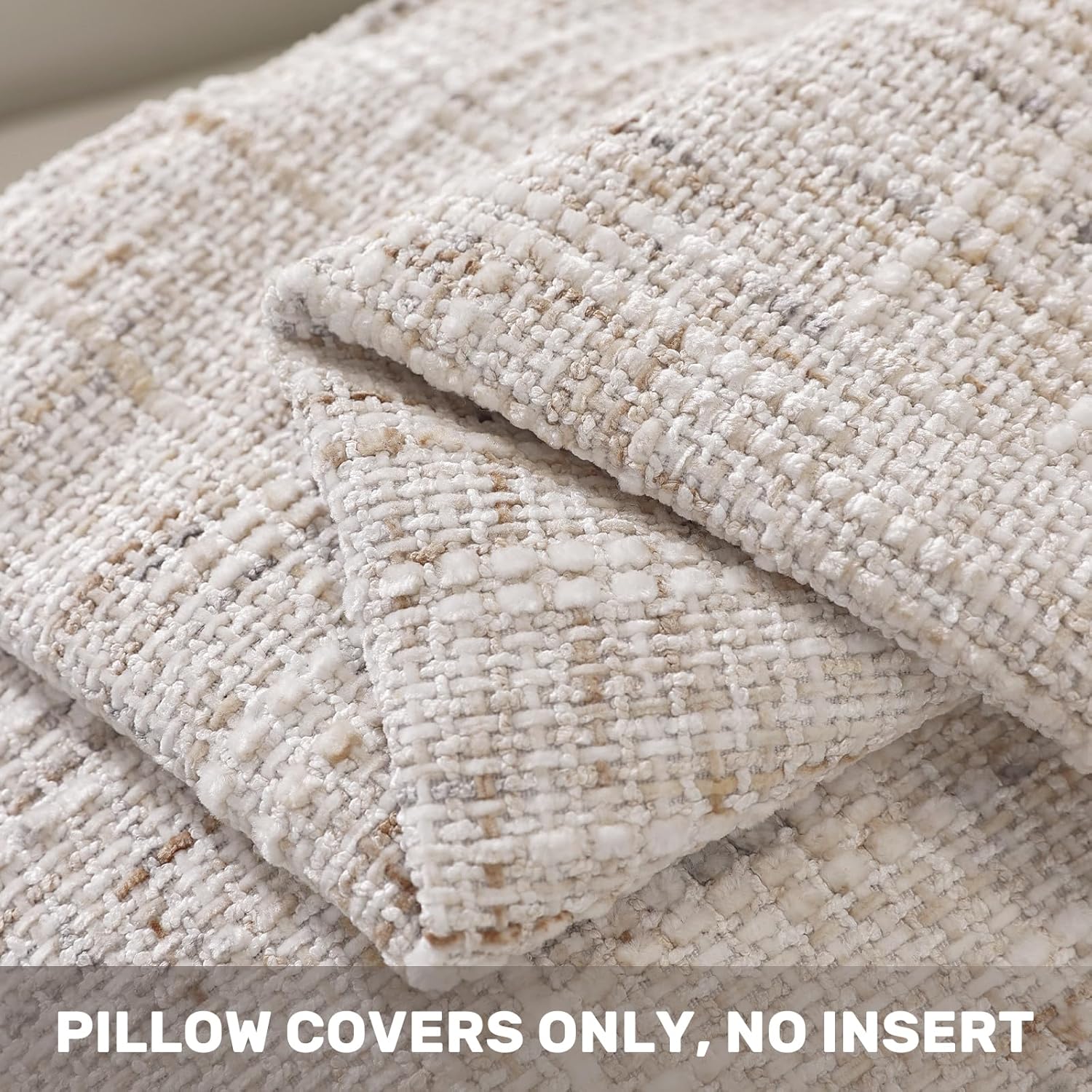 Thumbnail 5 de Ystyle Housse de coussin Luxe en chenille, lot de 2 – 50 x 50 cm, fermeture éclair invisible crème